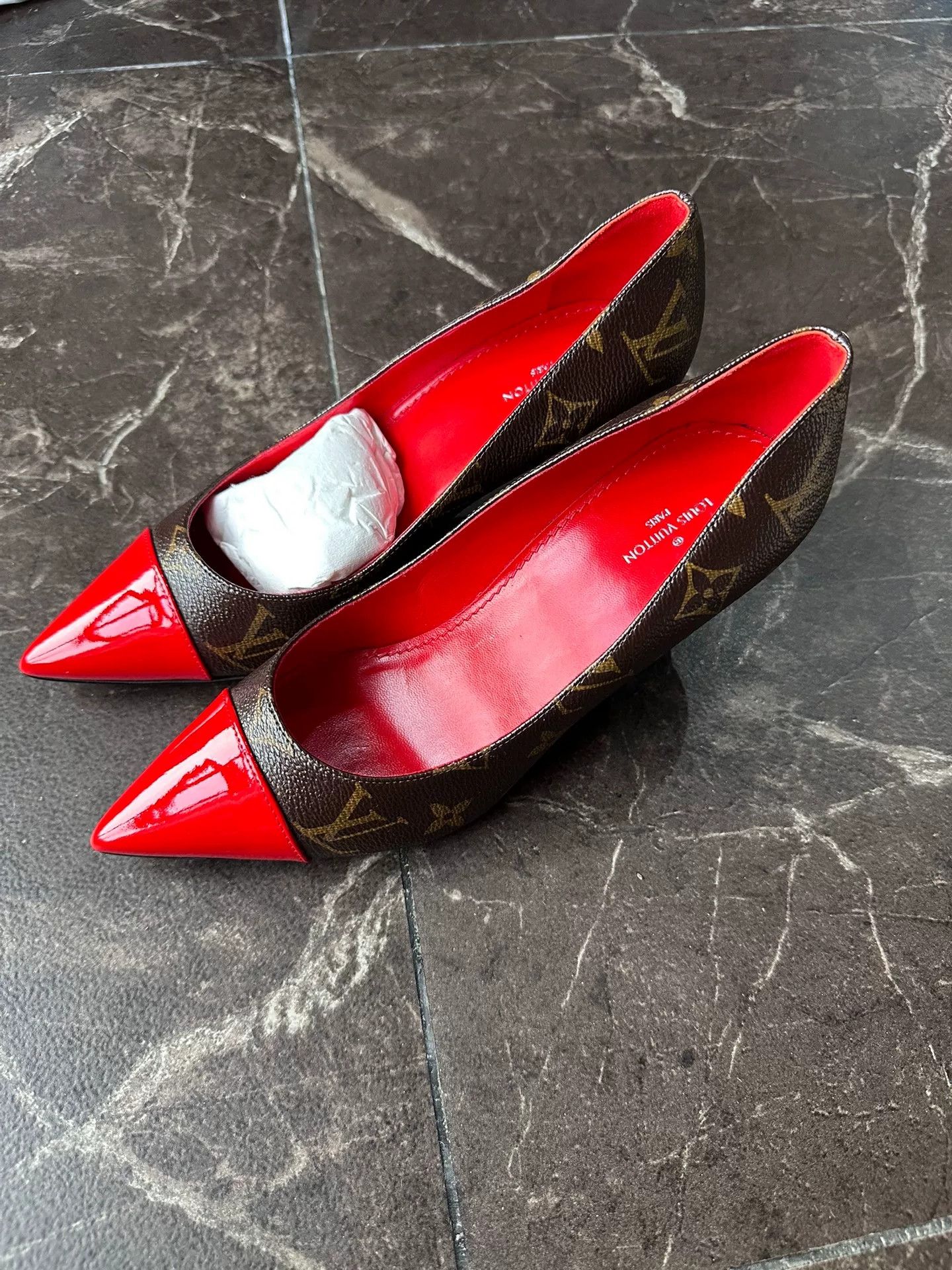 Louis Vuitton Louis Vuitton Monogram Red Leather Heels Size US 6 / IT 36 - 1 Thumbnail