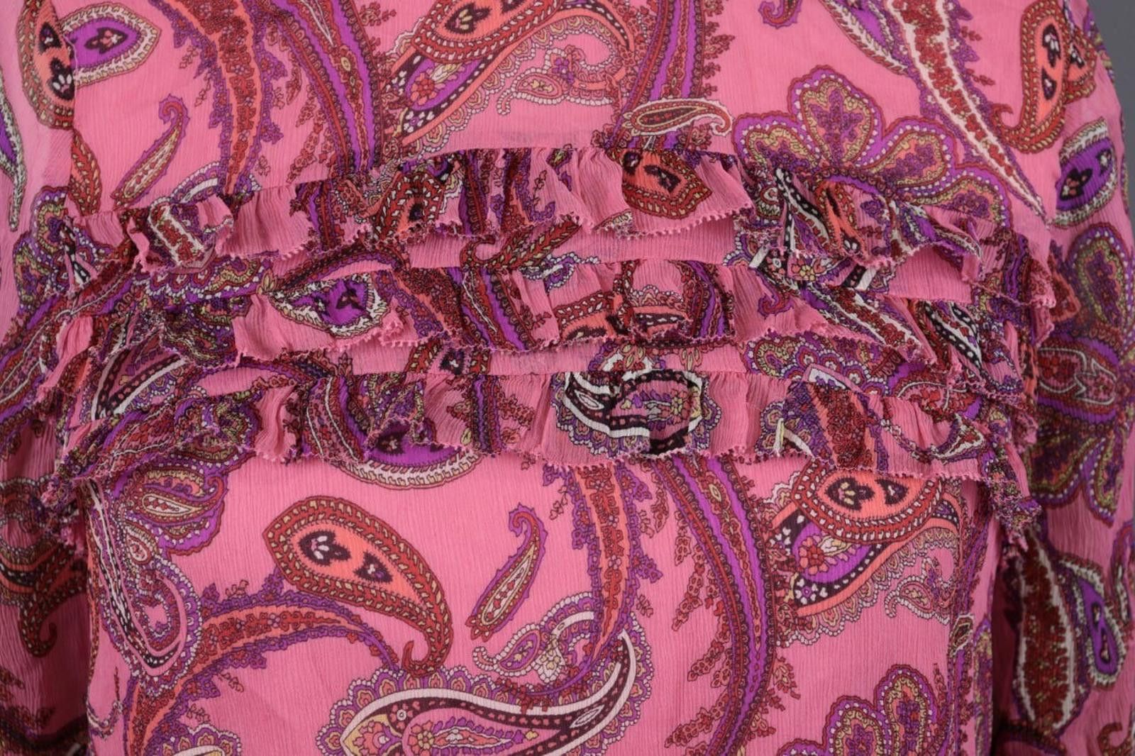 J.Crew J.Crew Pink Silk Paisley Drawstring Blouse Shirt Size 6 / S Size S / US 4 / IT 40 - 3 Thumbnail