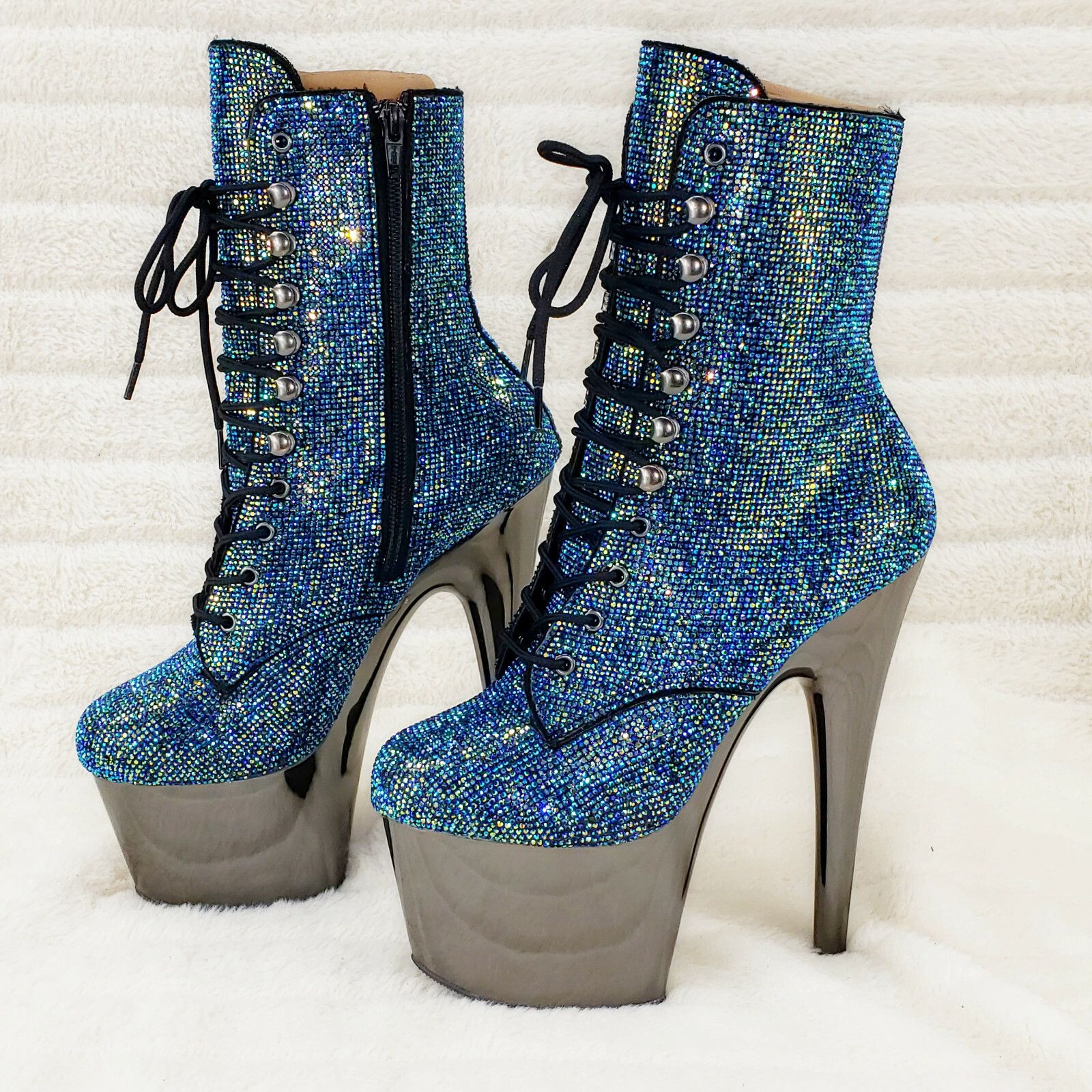 Other Bejeweled 1020CHRS Teal Pewter Rhinestone 7" High Heel Platf Size US 9 / IT 39 - 1 Thumbnail