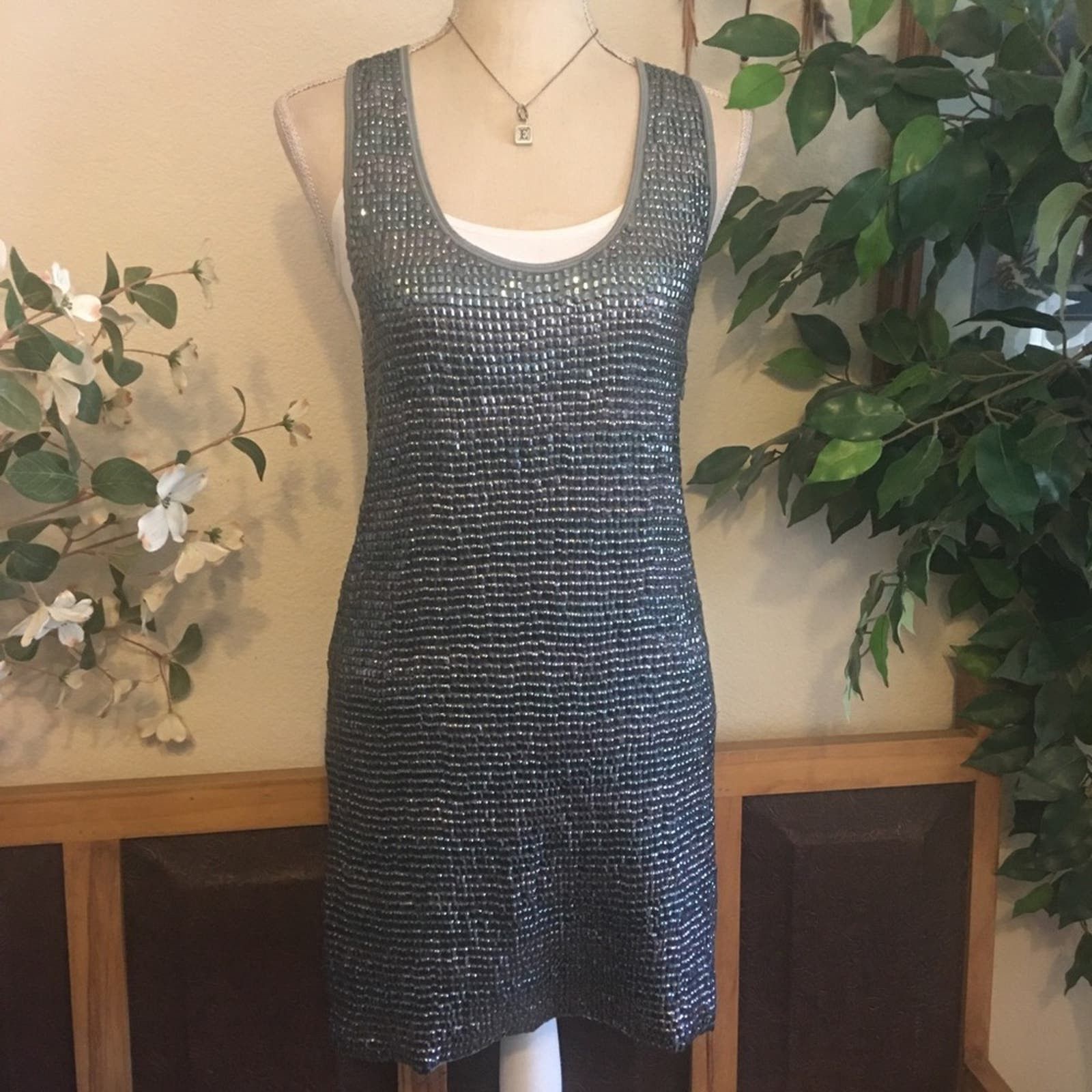 image of Ambre Babzoe Smoky Ombré Sequin Tank Dress NWT in Grey, Women's (Size XS)