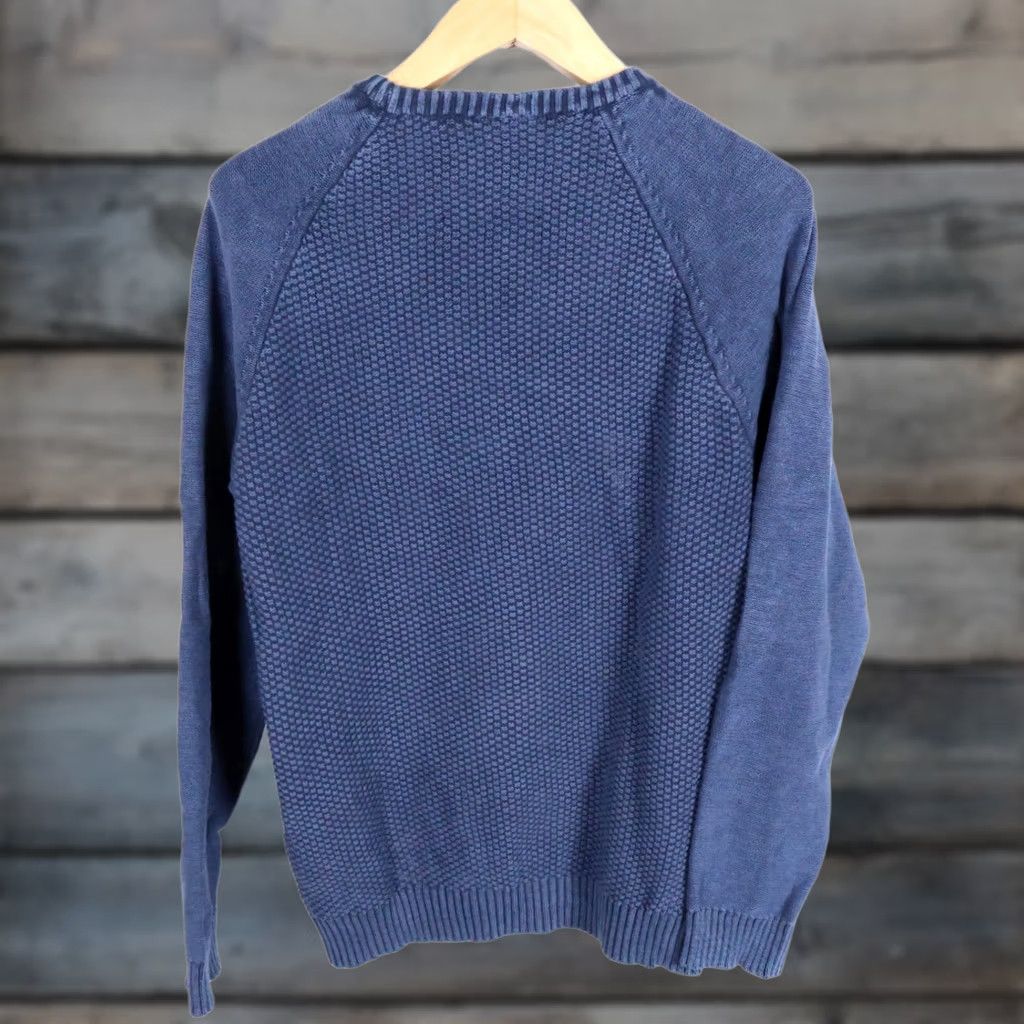 Carbon2Cobalt Carbon 2 Cobalt Sweater Men's Large Blue Waffle Knit Cotton Raglan Sleeve Italy Size US L / EU 52-54 / 3 - 1 Thumbnail