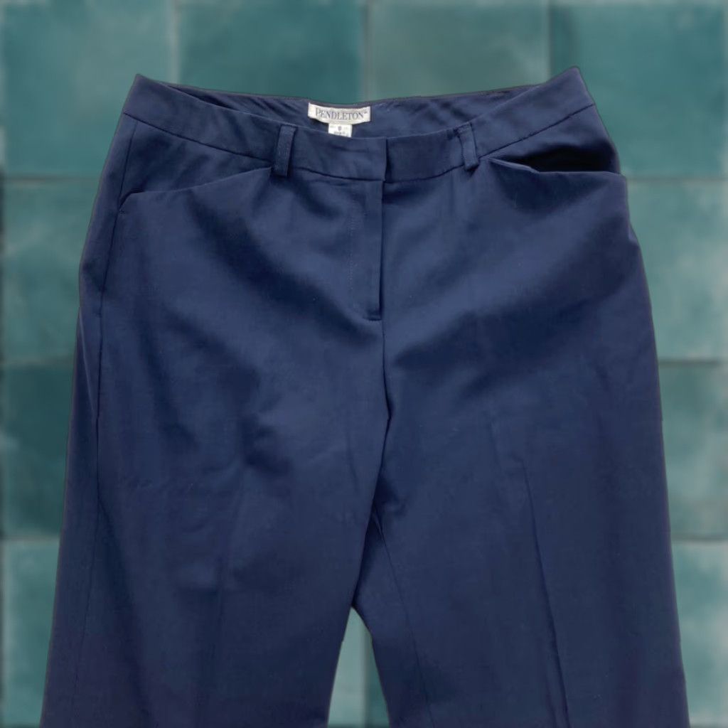 Pendleton Vintage Pendleton Women's 8 Blue Virgin Wool Stretch Flat Front Dress Pants VTG Size 30" / US 8 / IT 44 - 1 Thumbnail