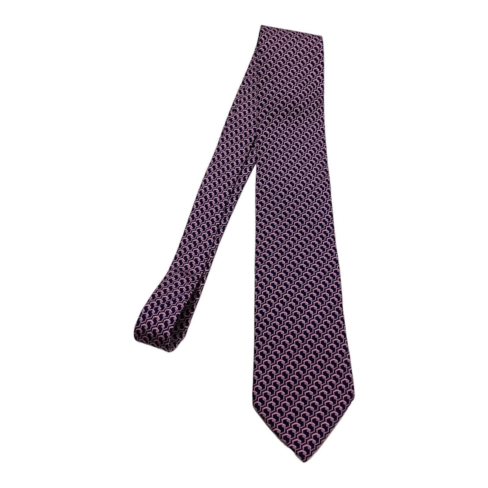 Patek Philippe PATEK PHILIPPE Blue Pink Geometric Luxury Designer Silk Tie Size ONE SIZE - 7 Thumbnail
