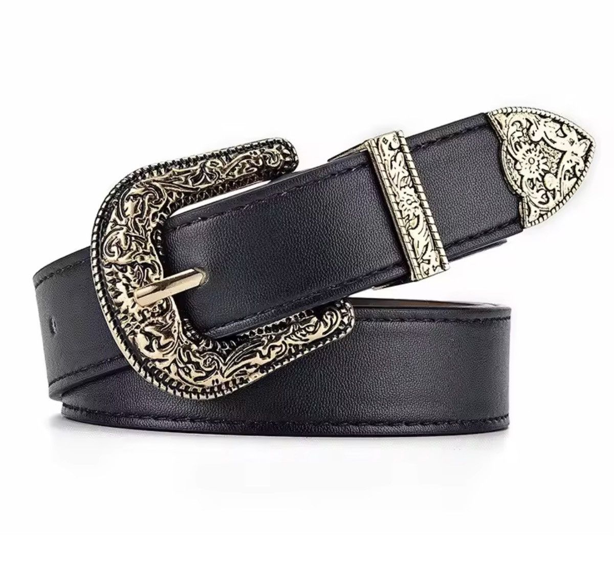Japanese Brand Y2K Buckle Belt PU Leather Belt Size 32 - 2 Thumbnail