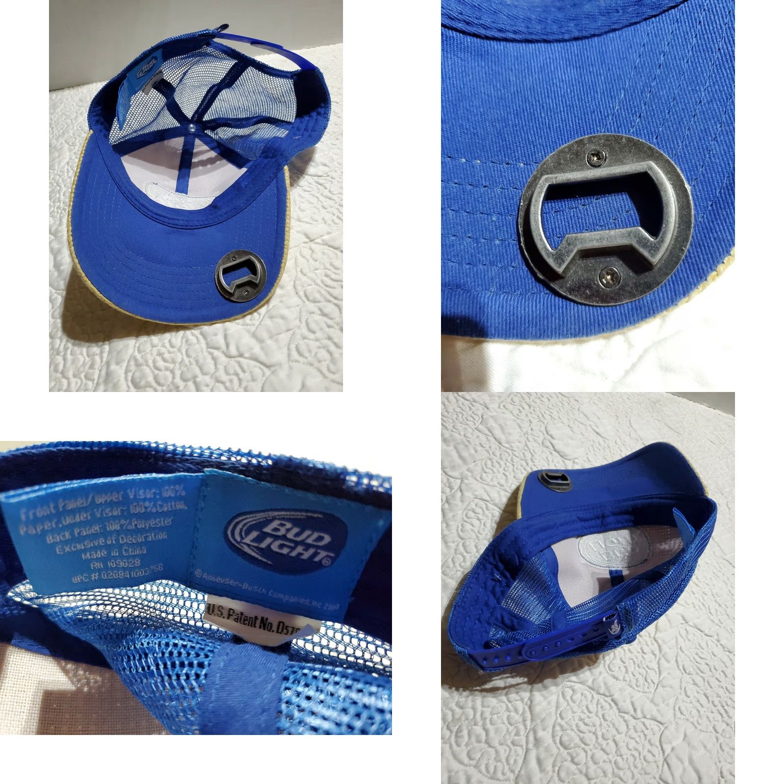 Budweiser BUD LIGHT Beer Trucker Hat Blue Adjustable Bottle Opener Cap Unisex Adults One Size Cotton Hat Size ONE SIZE - 8 Thumbnail