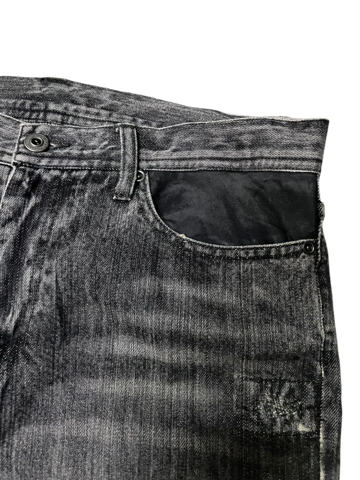 GOSTAR DE FUGA × Japanese Brand × Shellac Rupert Japan Distressed Layered Leather Pocket Flare Jeans Size US 32 / EU 48 - 13 Thumbnail