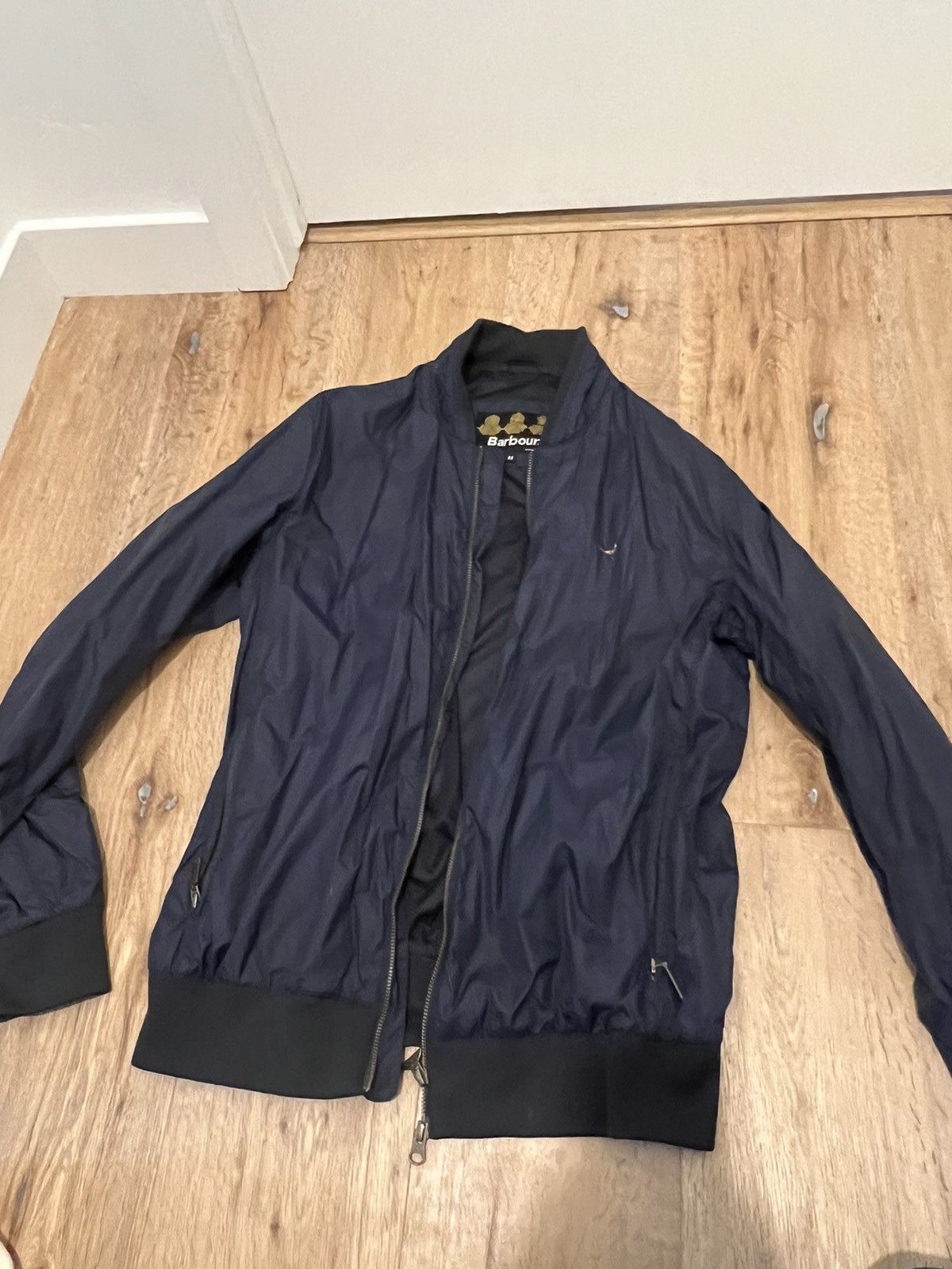 image of Barbour Navy Blue Bomber Jacket Medium, Men's