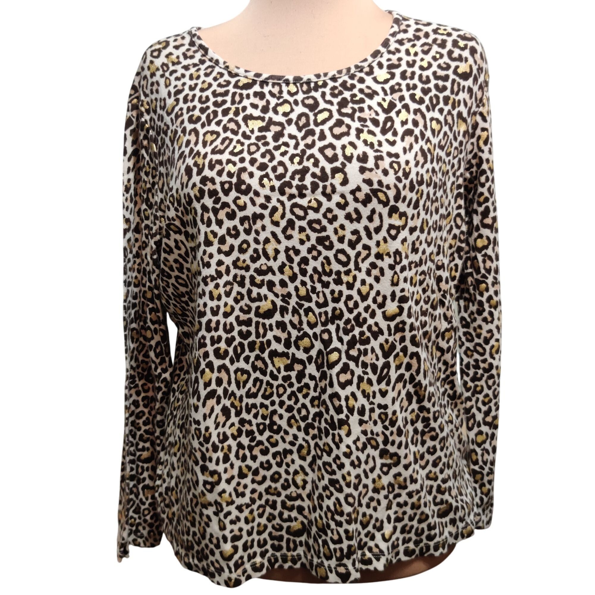 Other White Stag XXL Leopard Print Gold Foil Long Sleeve Scoop Nec Size XXL / US 16-18 / IT 52-54 - 1 Thumbnail