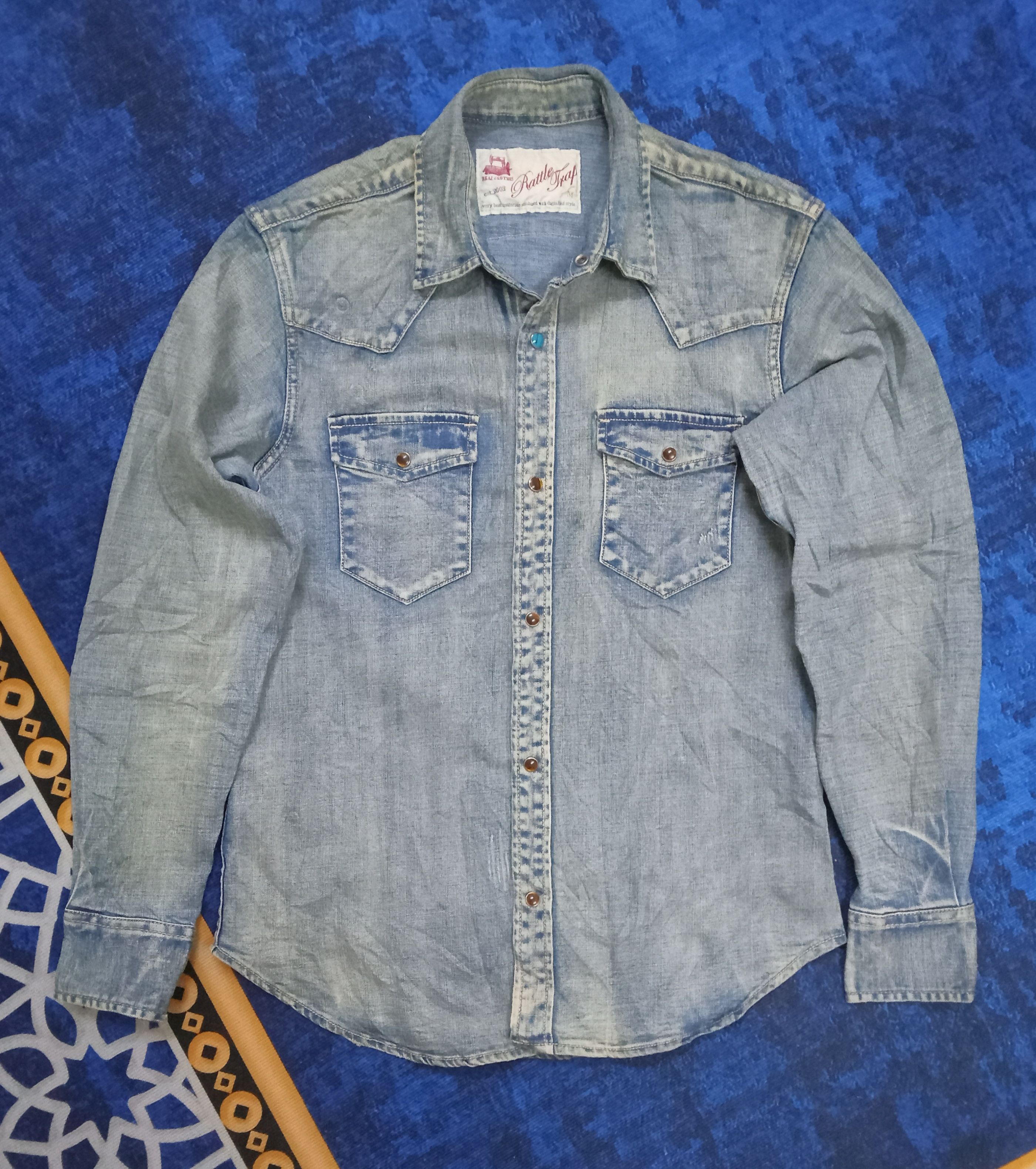 Japanese Brand Rattle Trap Western Denim Snap Button Shirt Size M / US 6-8 / IT 42-44 - 2 Thumbnail