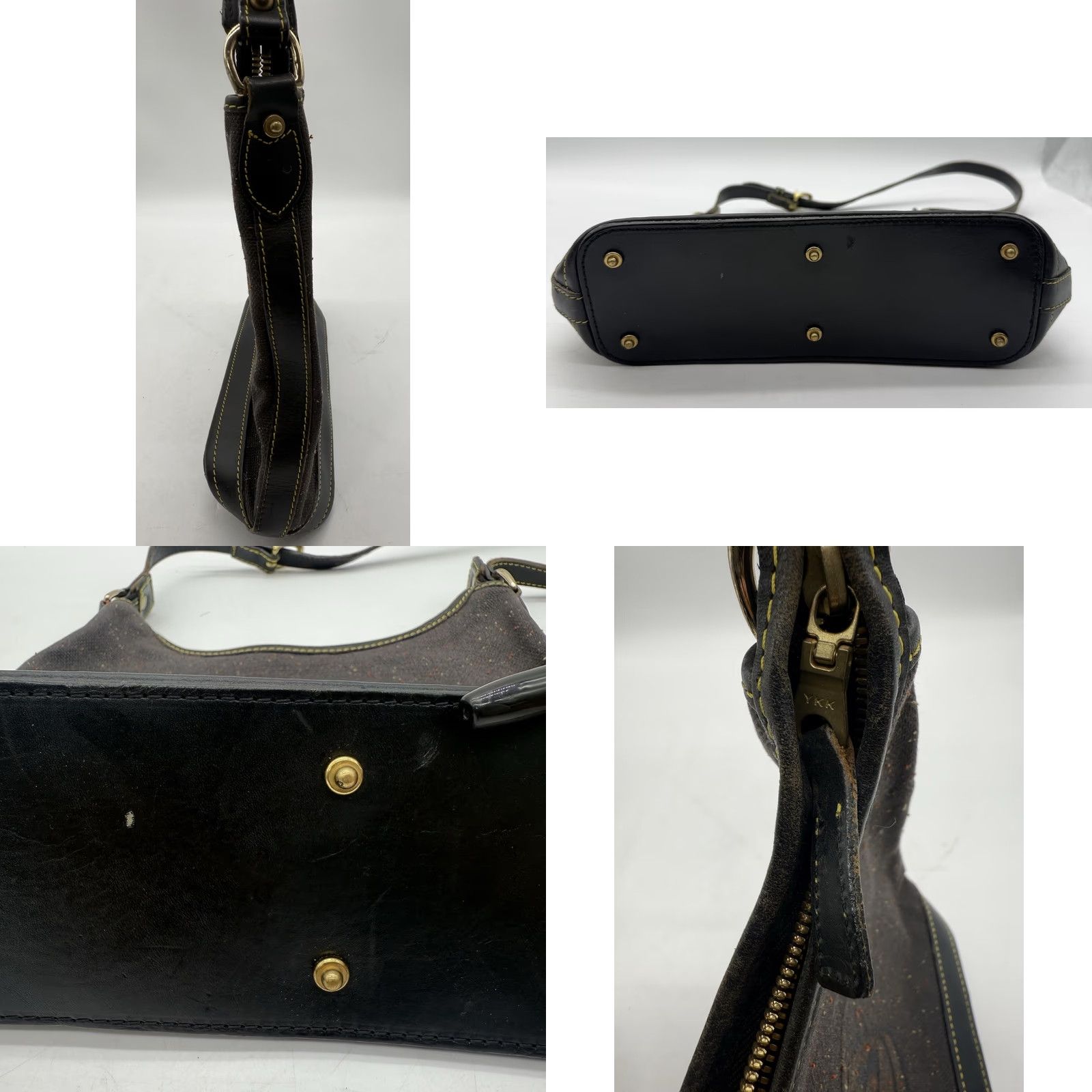 Dooney & Bourke Dooney & Bourke Logo Canvas Shoulder Bag Hobo Black Satchel/Top Handle Womens Canvas Leather Logo Pattern Bag Size ONE SIZE - 8 Thumbnail