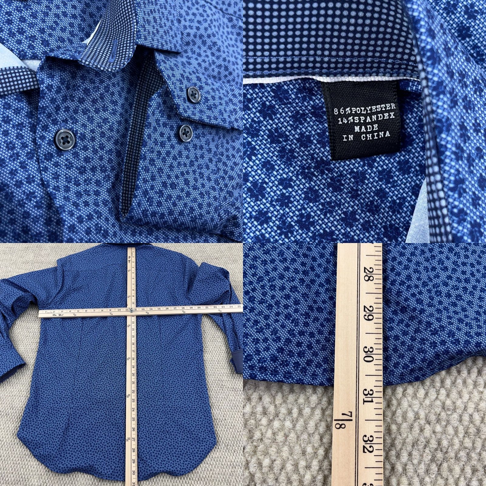 Vintage WRK Shirt Men 15.5 Medium Blue Floral Button Up Performance Flip Cuff Size US L / EU 52-54 / 3 - 8 Thumbnail