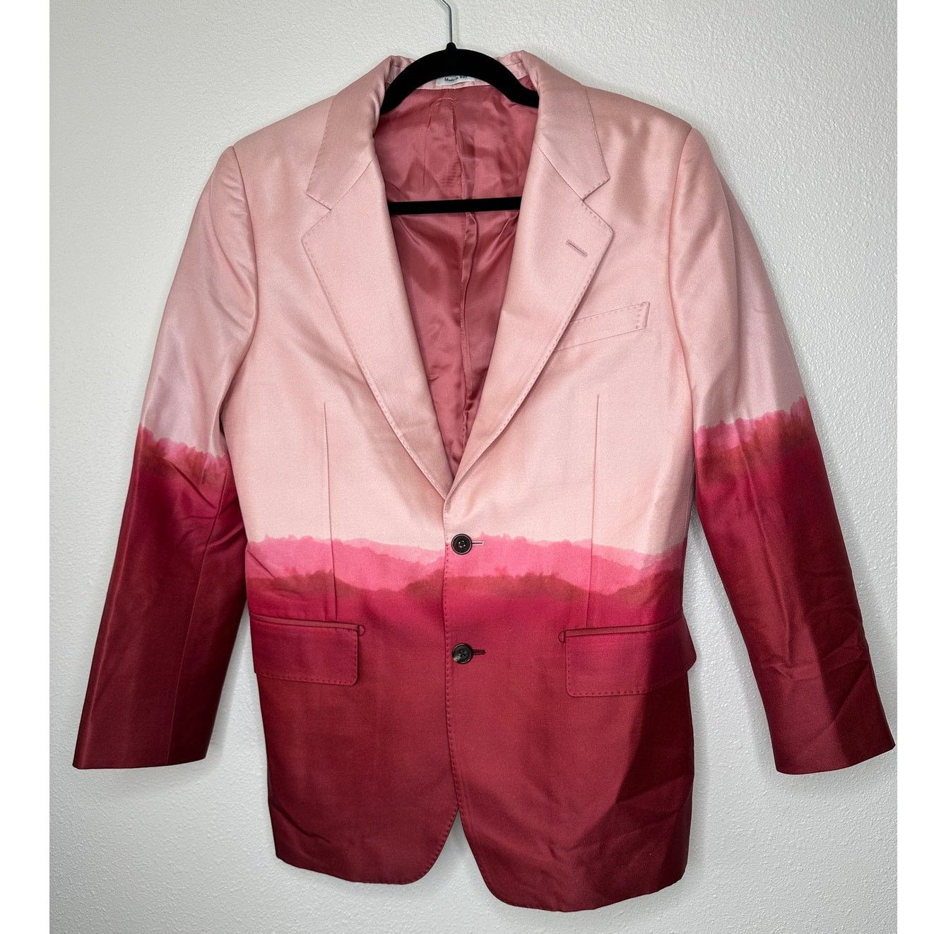 Alexander McQueen Alexander McQueen Pink Dip Dye Silk Wool Blazer Jacket 50 Size 50R - 2 Thumbnail