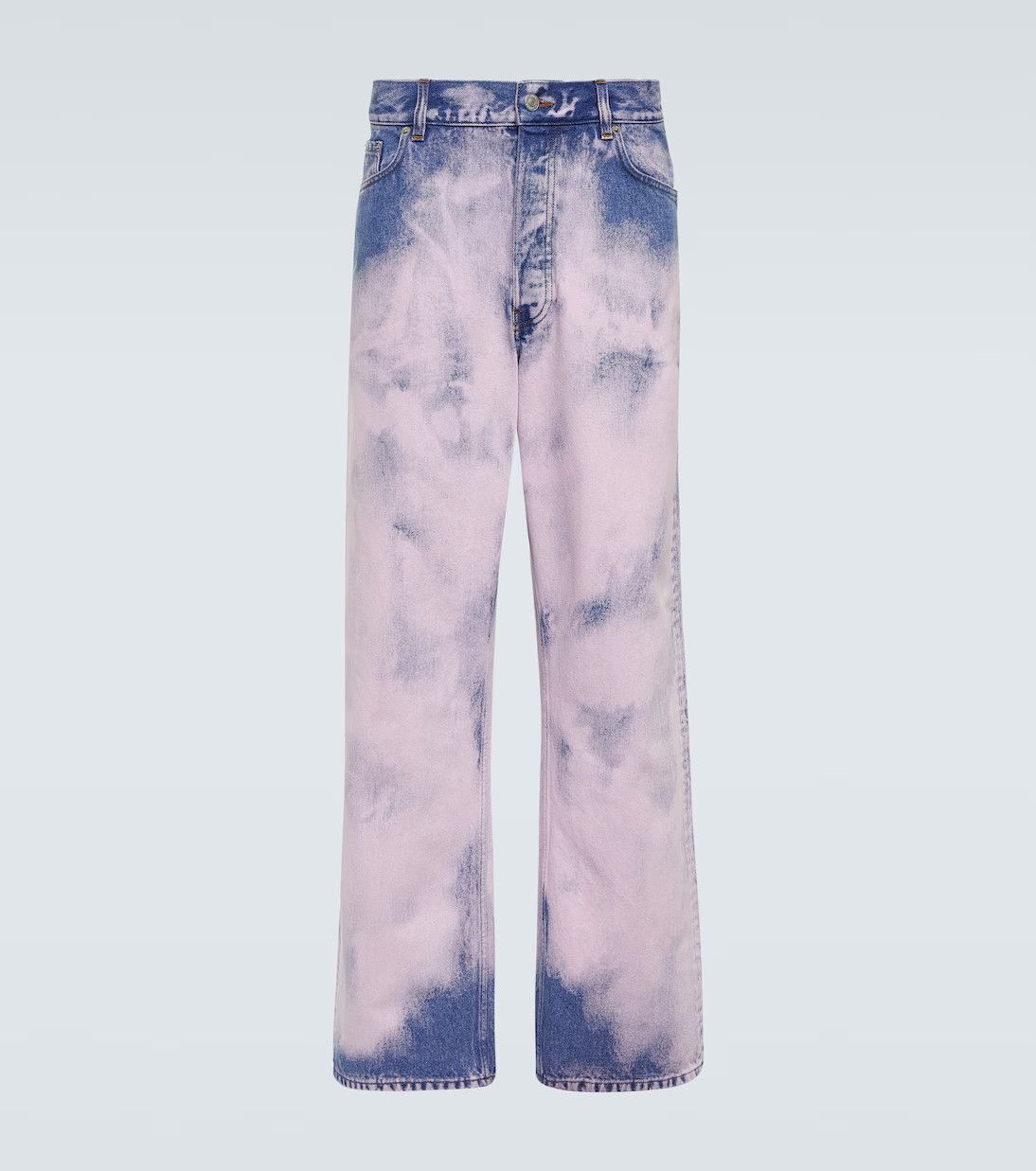 Dries Van Noten o1s22i1n1124 Straight Tie-Dye Jeans in Pink & Blue Size US 32 / EU 48 - 1 Thumbnail
