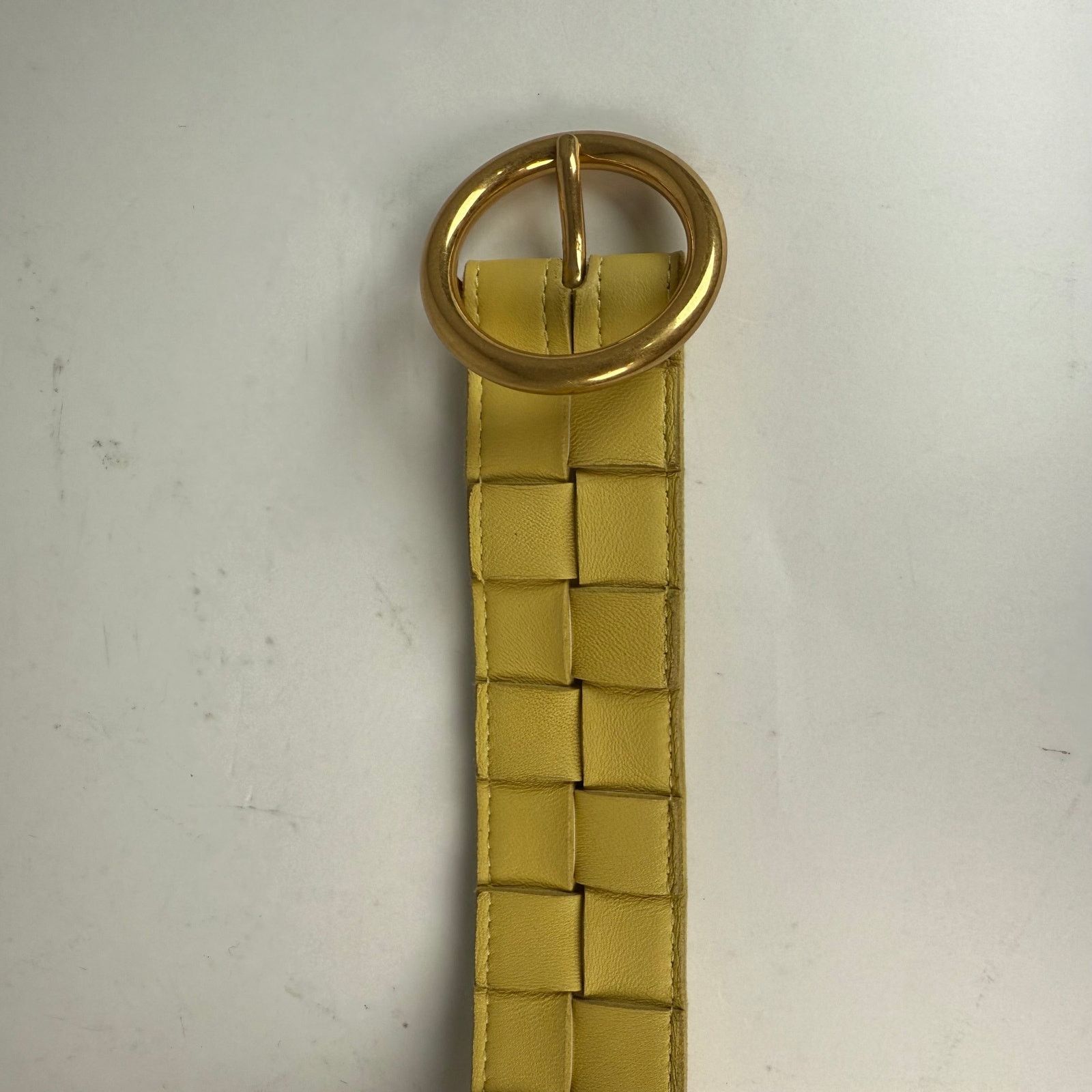 Bottega Veneta Bottega Veneta Yellow Leather Braided Belt Size 34 Size 34 - 2 Thumbnail