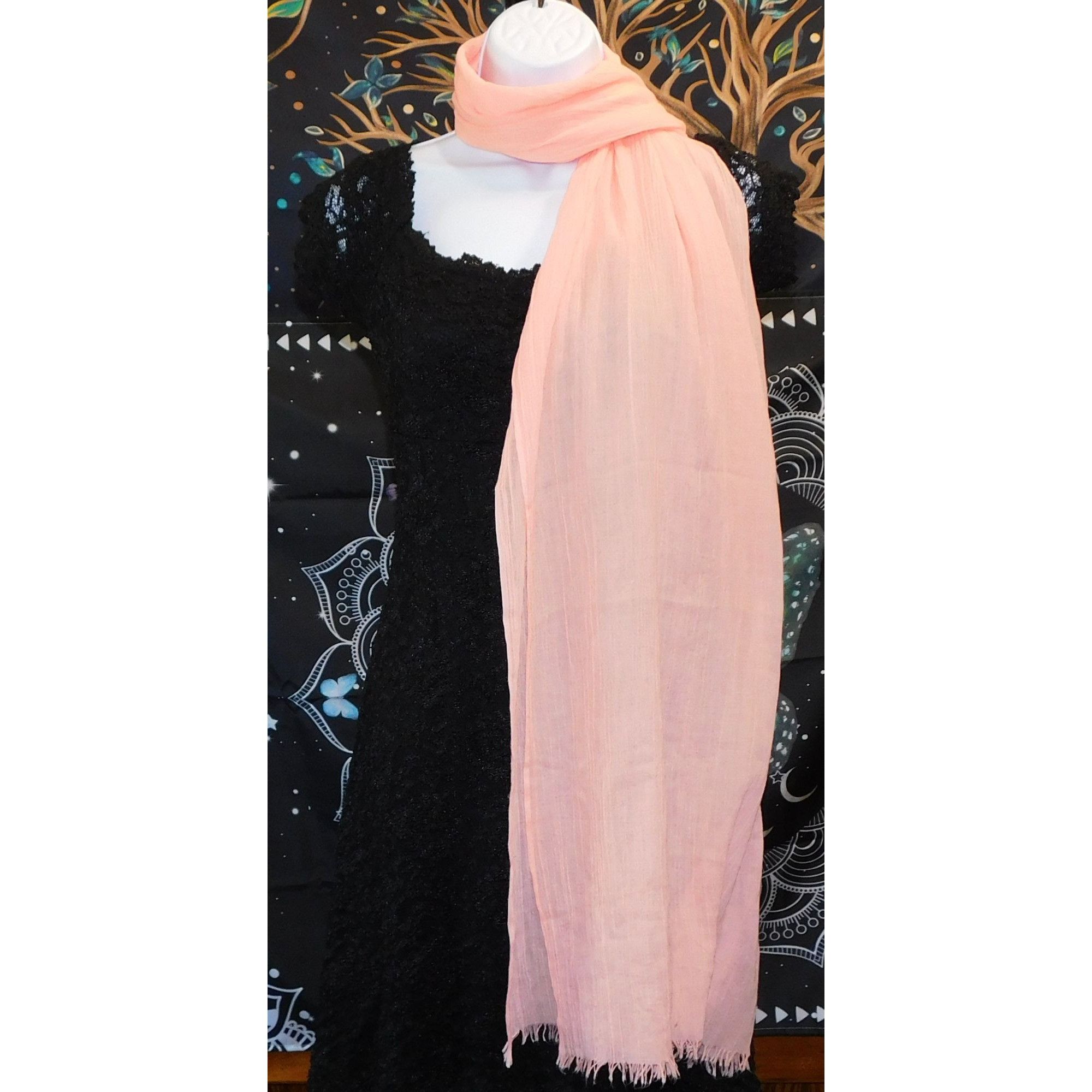 Other Coquette Scrunched Light Pink Lightweight Scarf With Fringe Size ONE SIZE - 1 Thumbnail