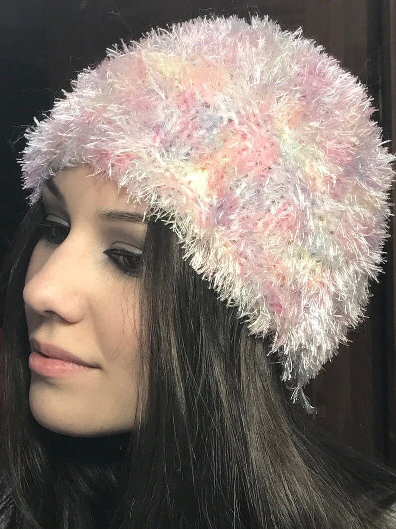 Handmade Vintage Rainbow Fluffy Cute Kawaii Knitted Hand Made Hat Size ONE SIZE - 1 Thumbnail