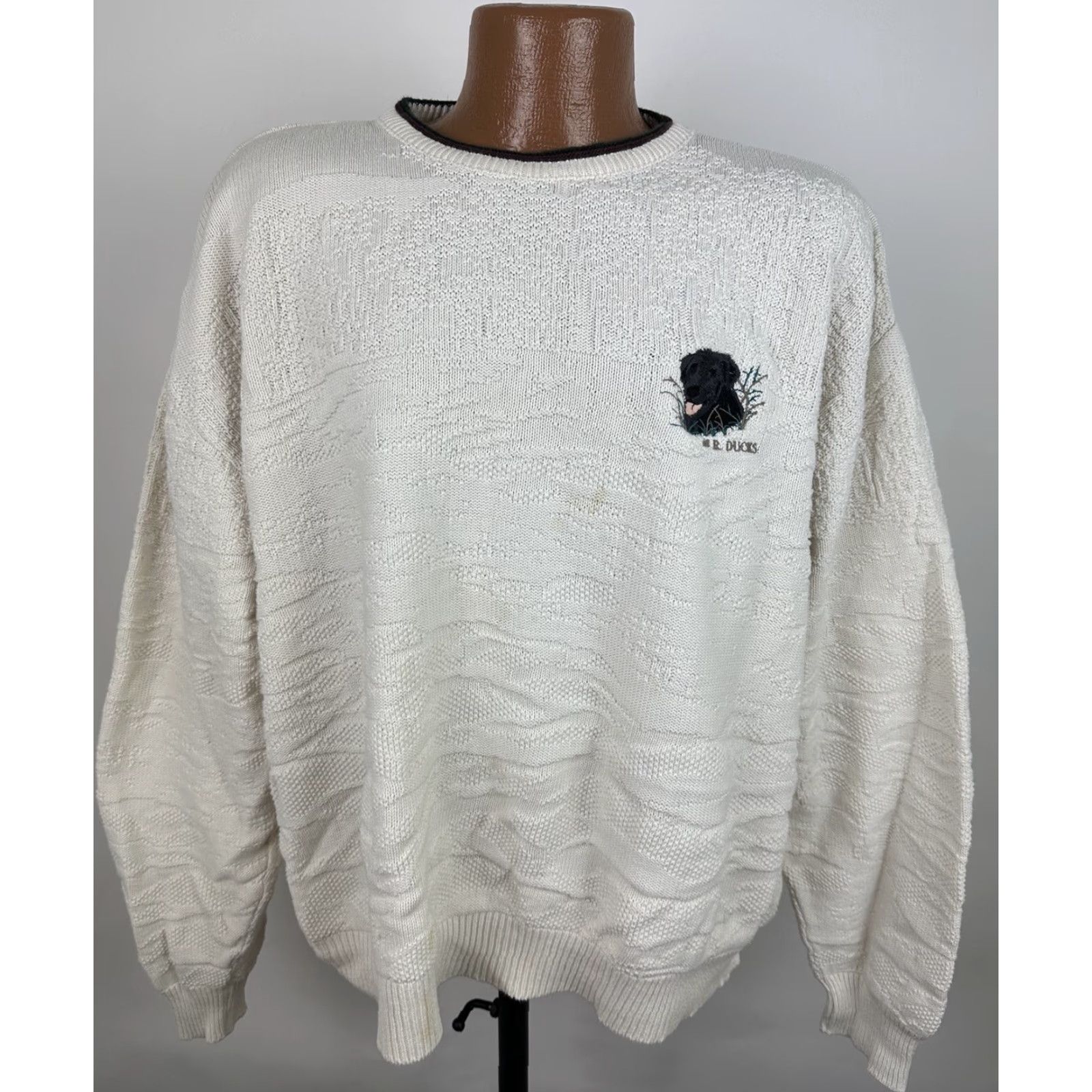 Vintage VINTAGE MR Ducks Sweater XL Men Embroidered Dog Black Labrador Knit Crew Neck Pullover 90s 80s Casual Mens Size US XL / EU 56 / 4 - 2 Thumbnail