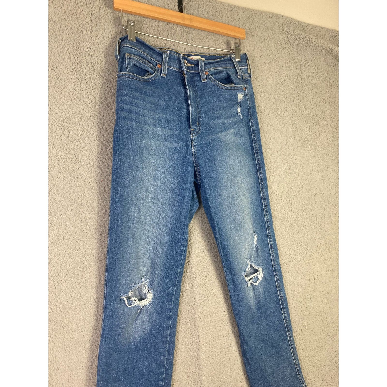 Levi's Levi's Women's High-Rise Distressed Straight Jeans Sz 7 Blue Size 27" / US 4 / IT 40 - 7 Thumbnail