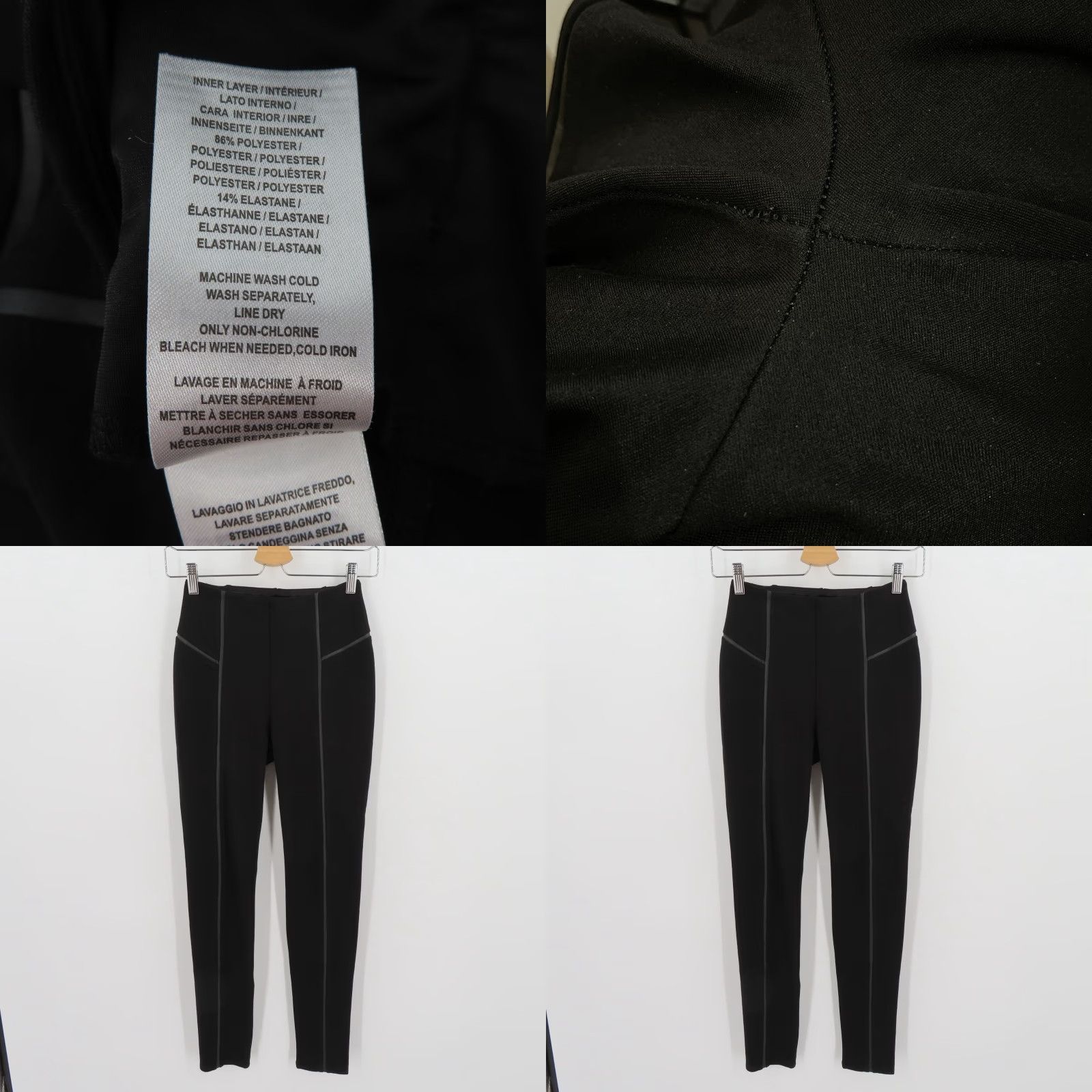 Vintage Lysse Womens XS Leggings Solid Black Faux Leather Insert Ankle 1332 Leggings XS Womens Black Size 26" / US 2 / IT 38 - 8 Thumbnail