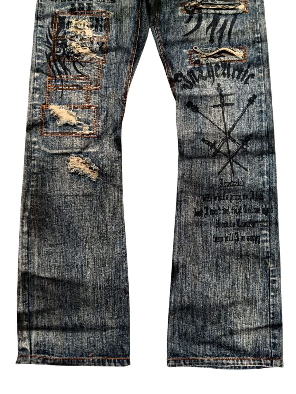 In The Attic × Japanese Brand × Vintage Vintage In The Attic Jeans Distressed Custom Made 1 Of 1 Size US 32 / EU 48 - 10 Thumbnail