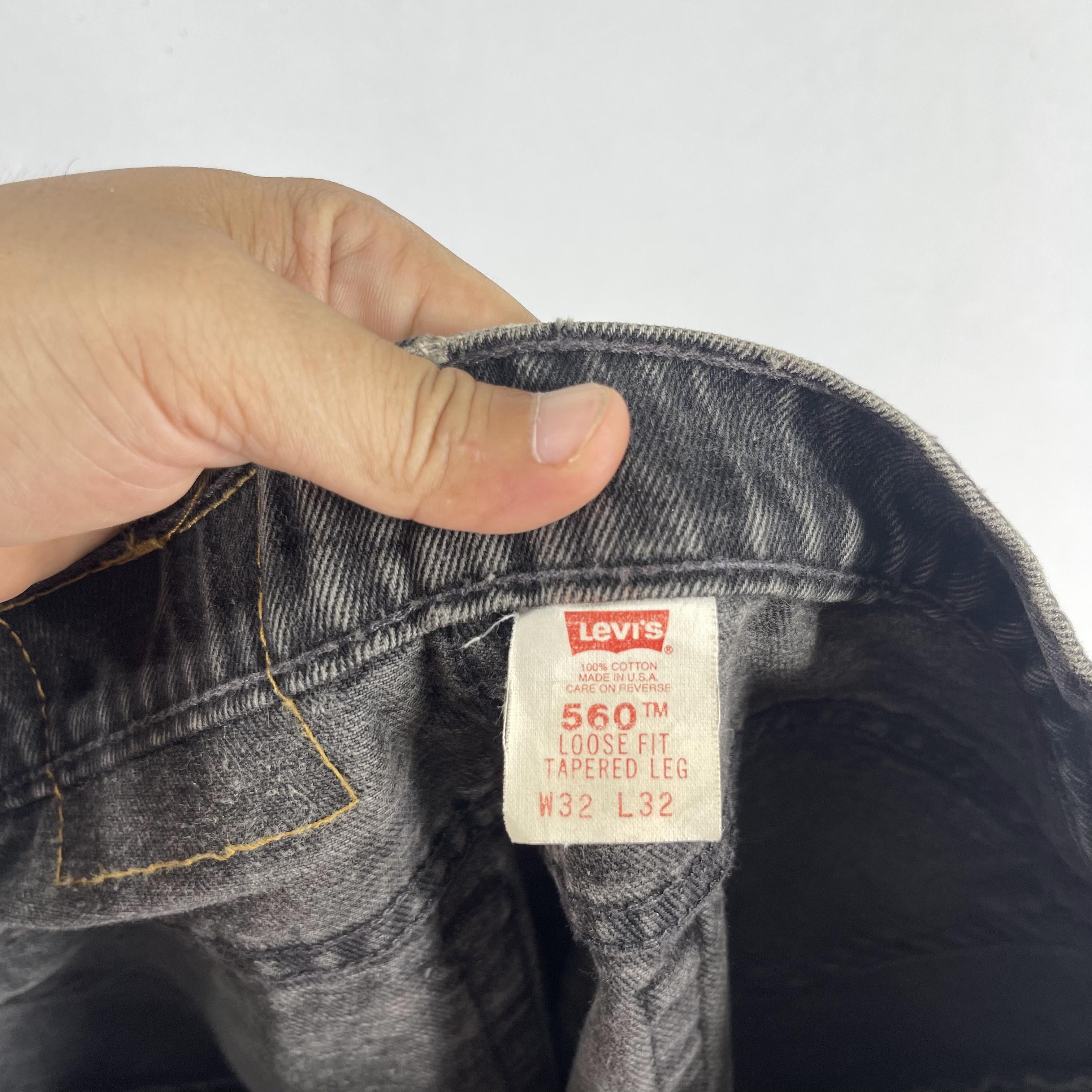 Jean × Levi's × Levi's Vintage Clothing W31 L32 Vintage Levis 560 Paint Splatter Black Wash Jeans Size 31" - 6 Thumbnail