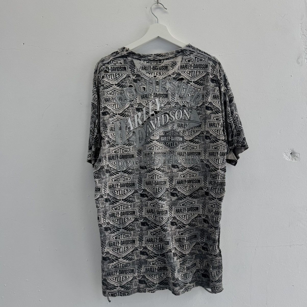 Harley Davidson Vintage 90s Harley Davidson Thrashed ERD Style Graphic Tee Size US L / EU 52-54 / 3 - 4 Thumbnail