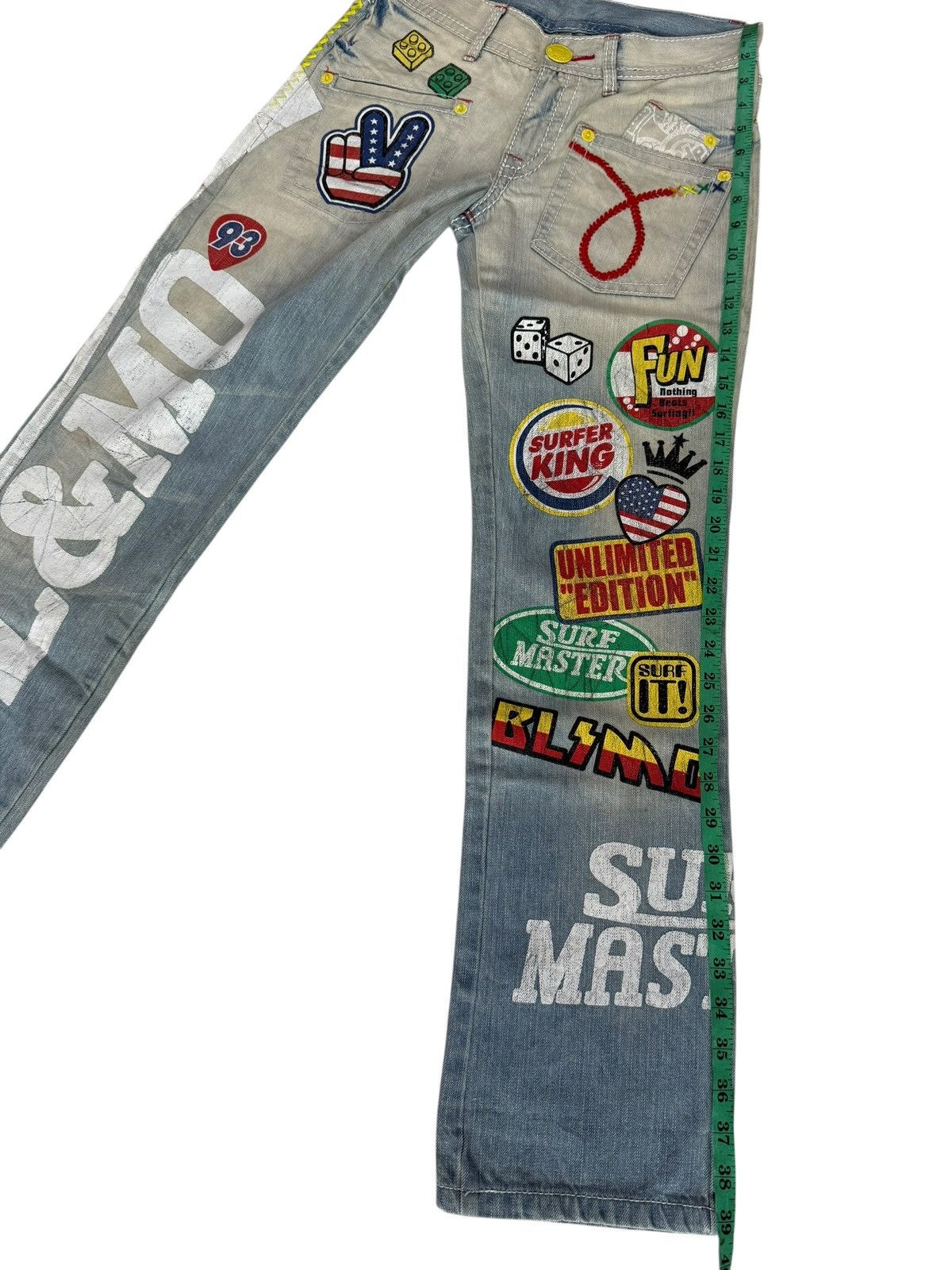 Japanese Brand Y2K Blue Moon Blue Denim Jeans Design Art Hippie Style Size US 28 / EU 44 - 17 Thumbnail