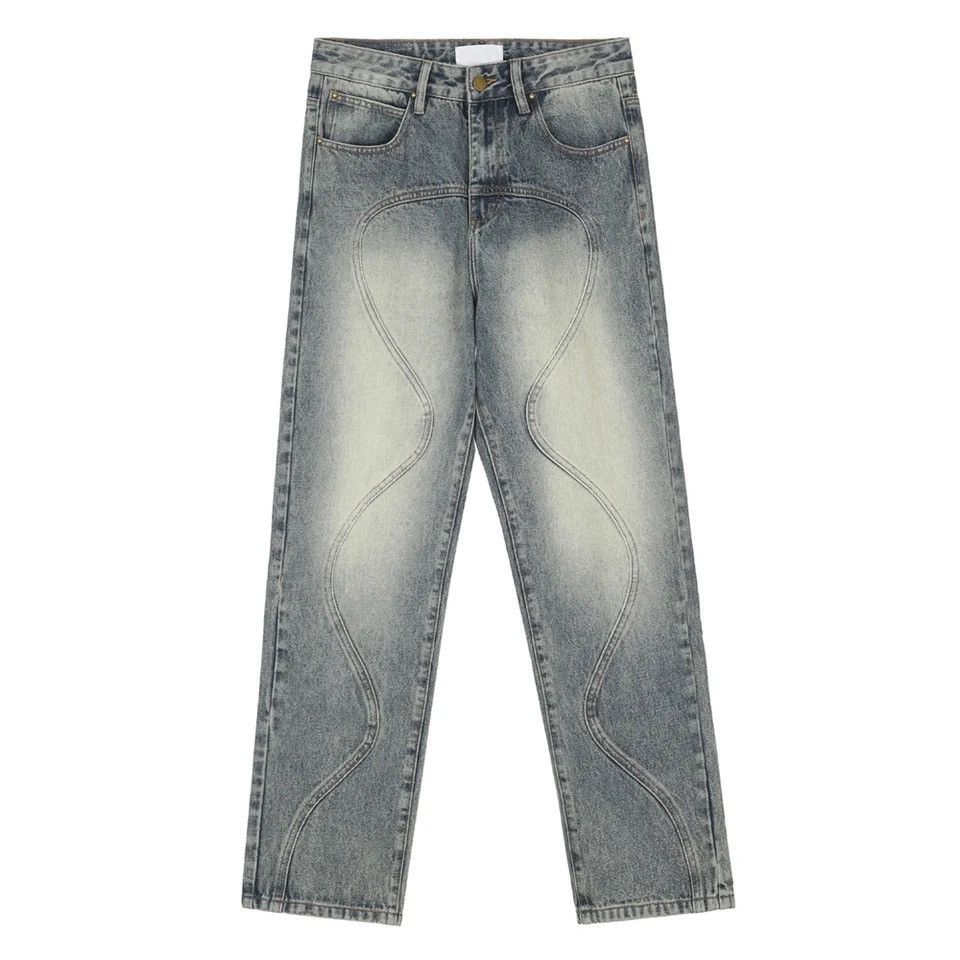 Vintage Baggy Jeans Men Straight-leg Vaqueros Trousers Streetwear Size US 27 - 4 Thumbnail