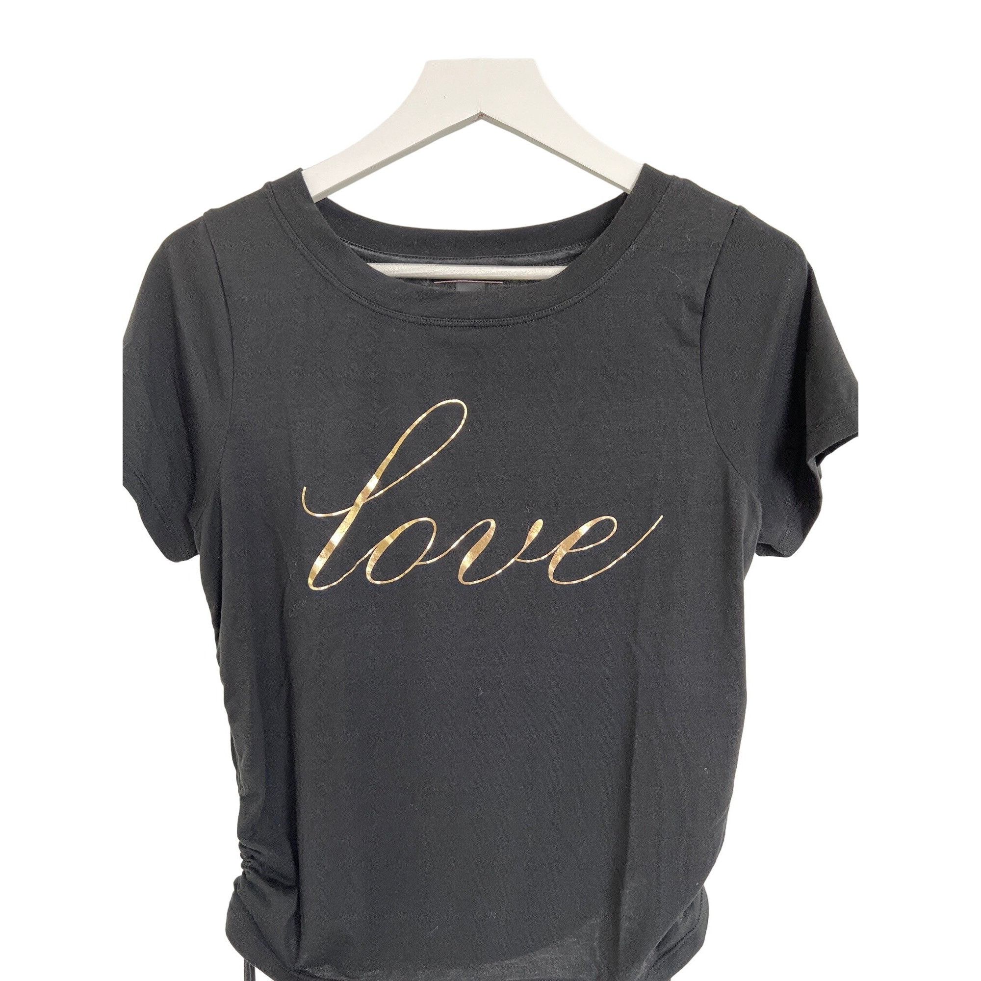 Victoria's Secret Victorias Secret Love Lounge Top Black Gold Foil Graphic Size XS / US 0-2 / IT 36-38 - 4 Thumbnail
