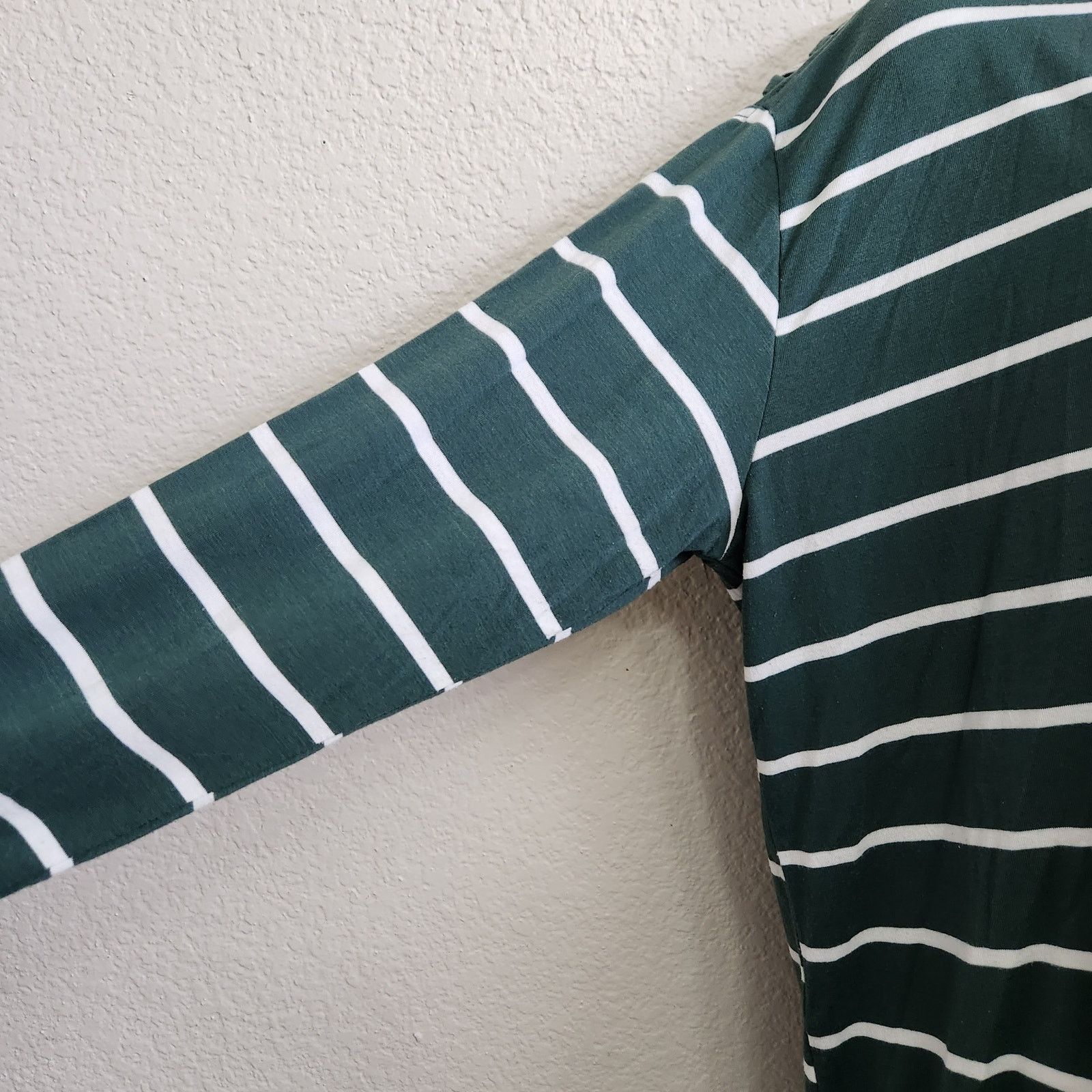 Other Thyme + Honey Green White Striped Long Sleeves Top XL Soft Size XL / US 12-14 / IT 48-50 - 3 Thumbnail