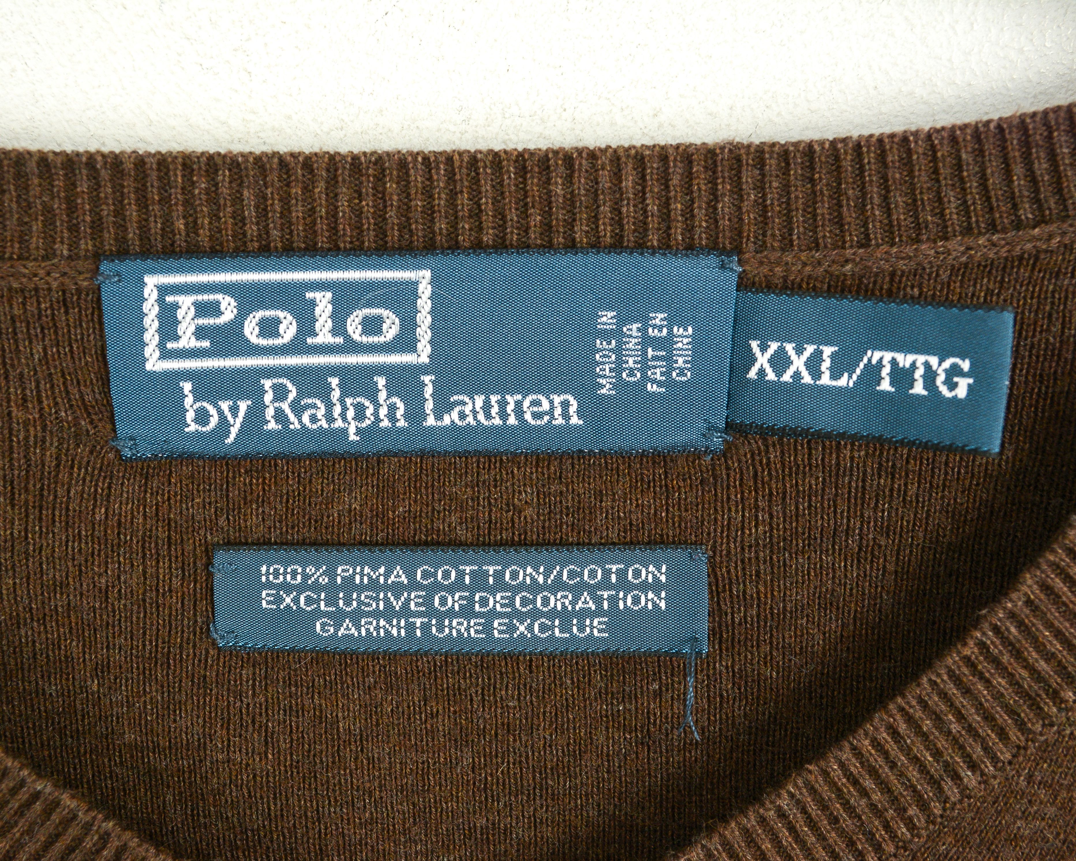 Polo Ralph Lauren Men 2XL Cotton Pullover Sweater Sweatshirt V-Neck Long Size US XXL / EU 58 / 5 - 4 Thumbnail