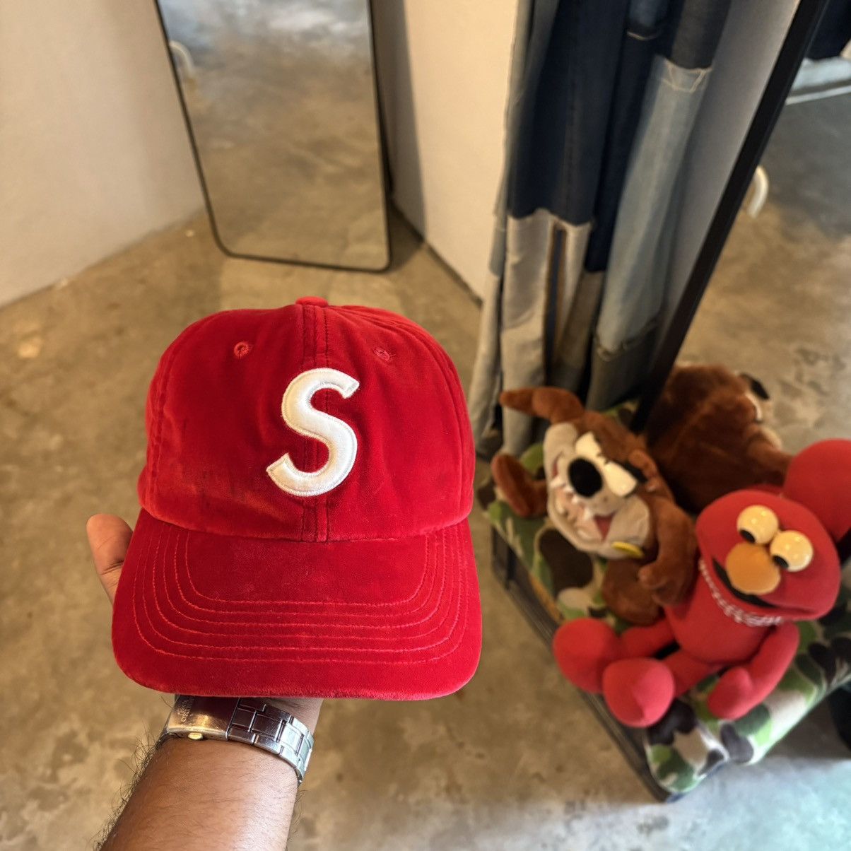 Supreme S Logo Velvet Cap
