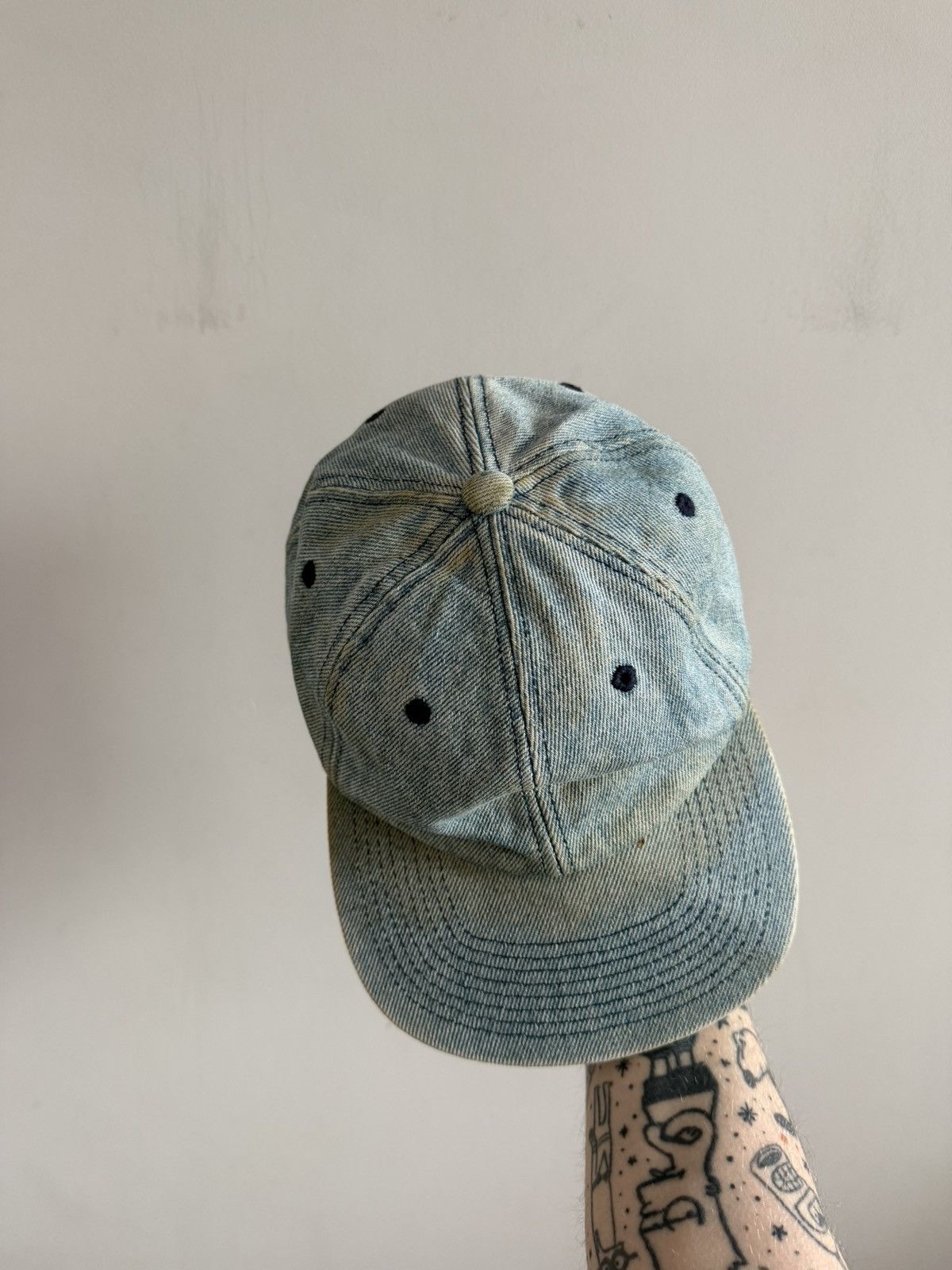 Vintage Vintage Washed Denim Cap Size ONE SIZE - 4 Thumbnail