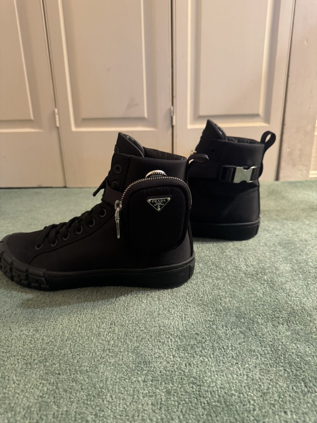Prada Hi-Top Sneakers w/ Triangle Pouch Size US 7.5 / EU 40-41 - 5 Thumbnail