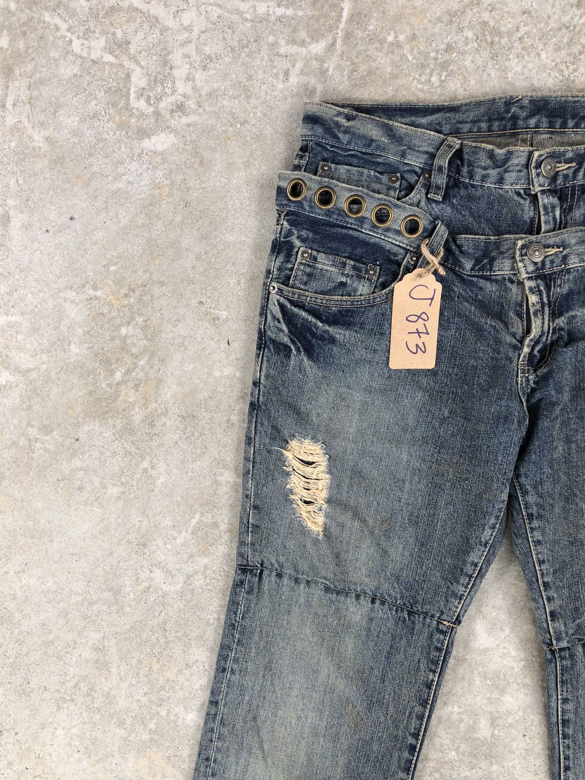 PPFM PPFM Double Waist Distressed Jeans Size US 33 - 4 Thumbnail