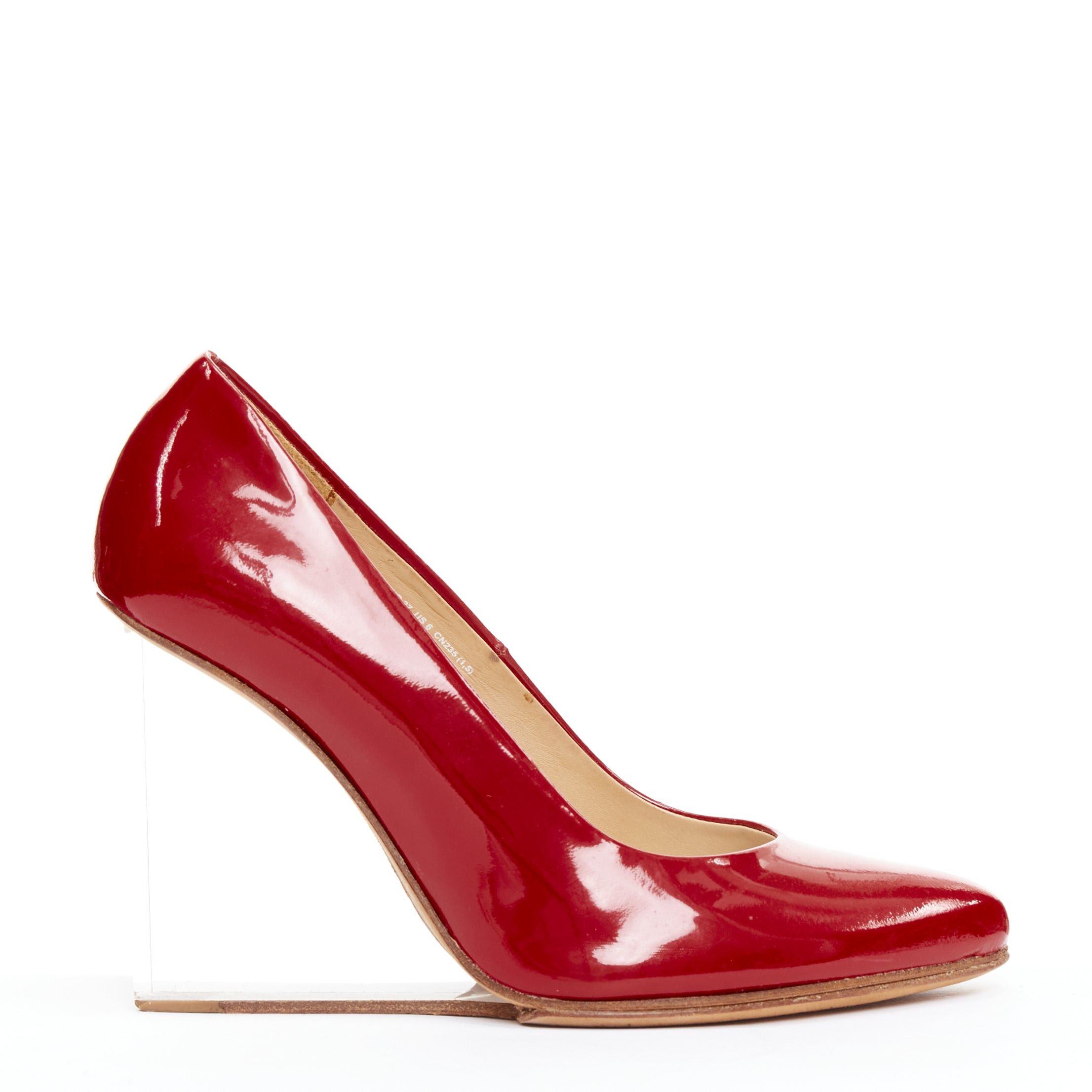 Maison Margiela MAISON MARGIELA H&M Invisible red patent leather perspex clear heel pumps EU37 Size US 7 / IT 37 - 1 Thumbnail