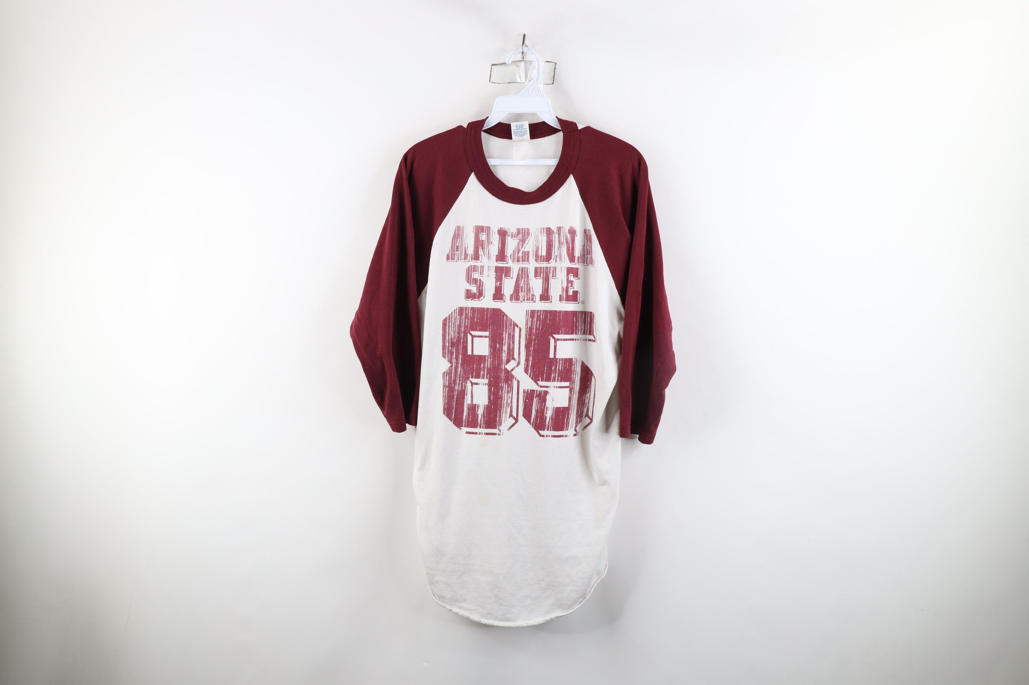 Vintage Vintage 90s University Baseball Raglan T-Shirt Distressed Size US L / EU 52-54 / 3 - 1 Thumbnail
