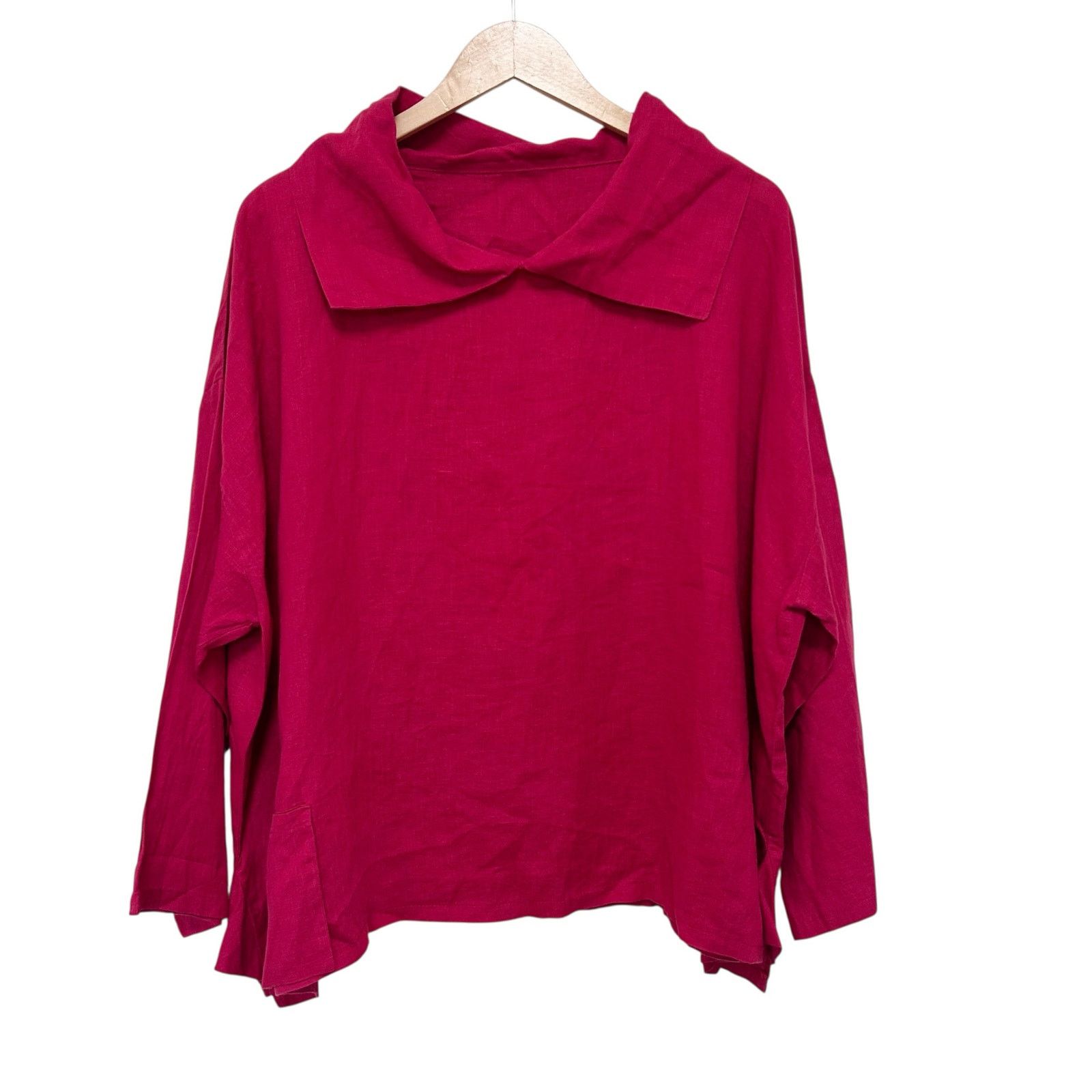 Other Heydari Red 100% Linen Lagenlook Top Sz L Size L / US 10 / IT 46 - 1 Thumbnail