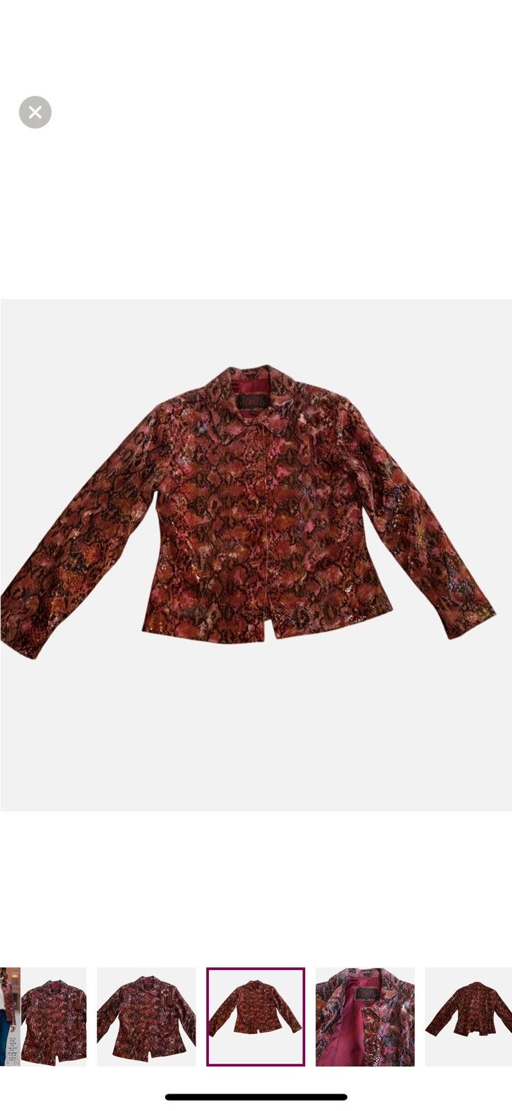 Other VTG Brown Pink Black Python Leather Look Lambskin Jacket Size L / US 10 / IT 46 - 3 Thumbnail