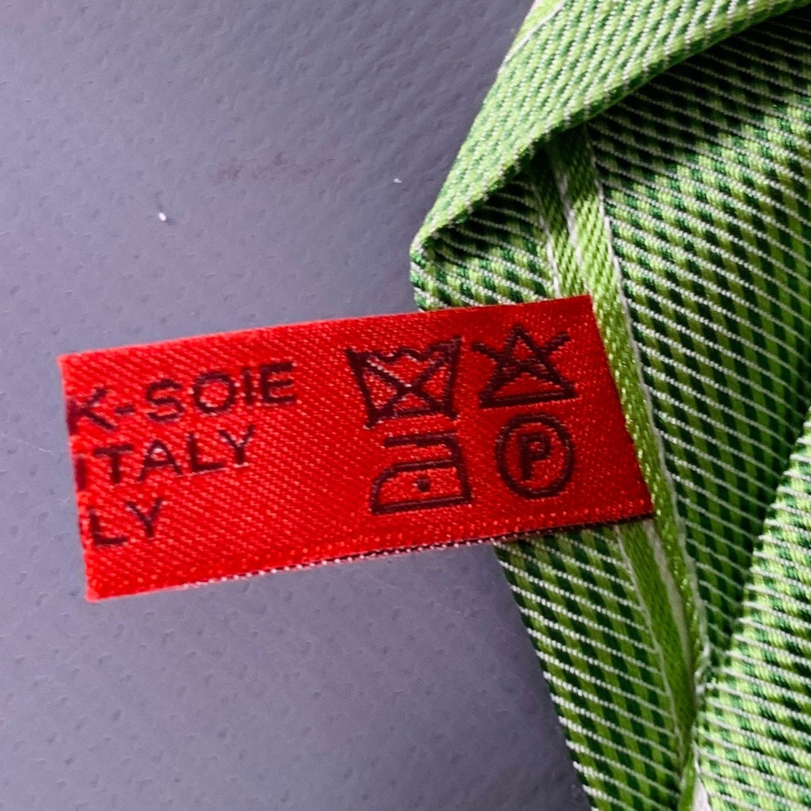 Isaia ISAIA Green White Diagonal Stripe Silk Tie Size ONE SIZE - 6 Thumbnail