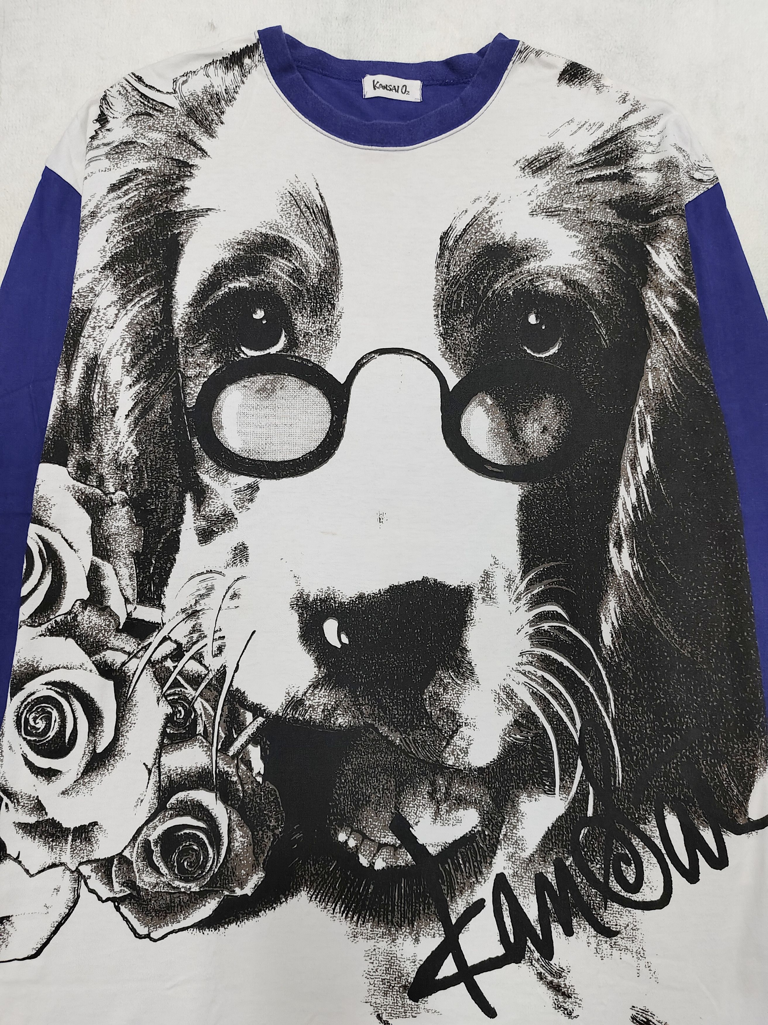 Kansai Yamamoto 90s Kansai O2- Archive Dog Portrait Art Print Longsleeve Size US L / EU 52-54 / 3 - 2 Thumbnail