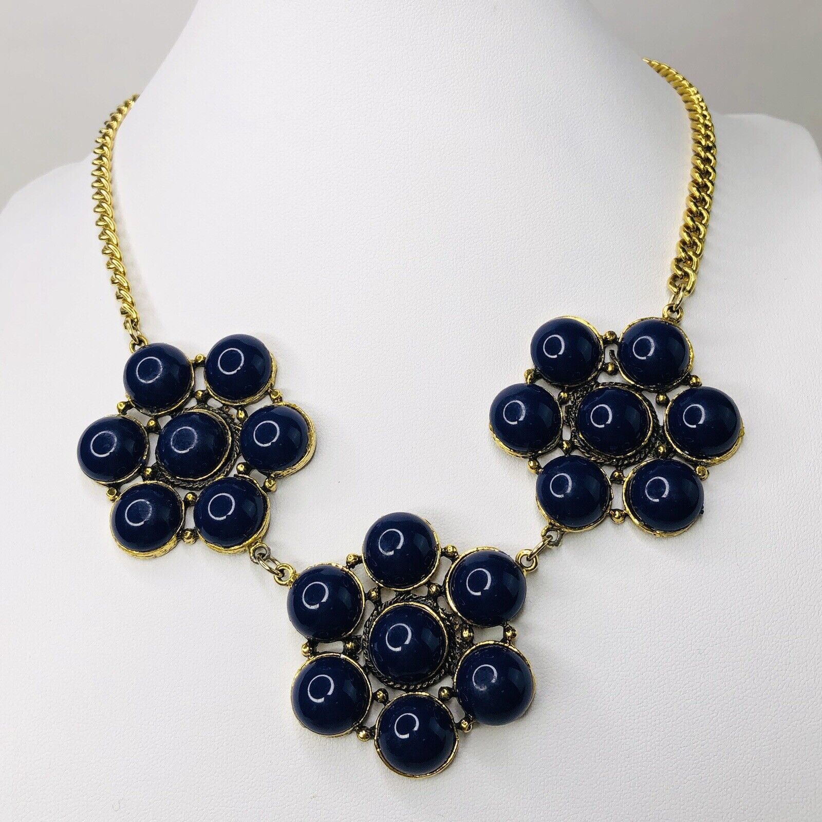 Other Yochi Statement Gold Chain Necklace 18” Navy Blue Cabochon Size ONE SIZE - 2 Thumbnail