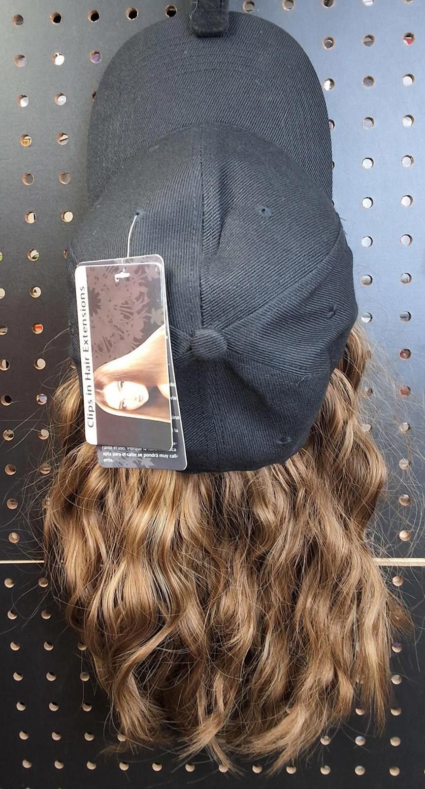 Unknown London Stylish Black Baseball Cap with Attached Wig Size ONE SIZE - 1 Thumbnail