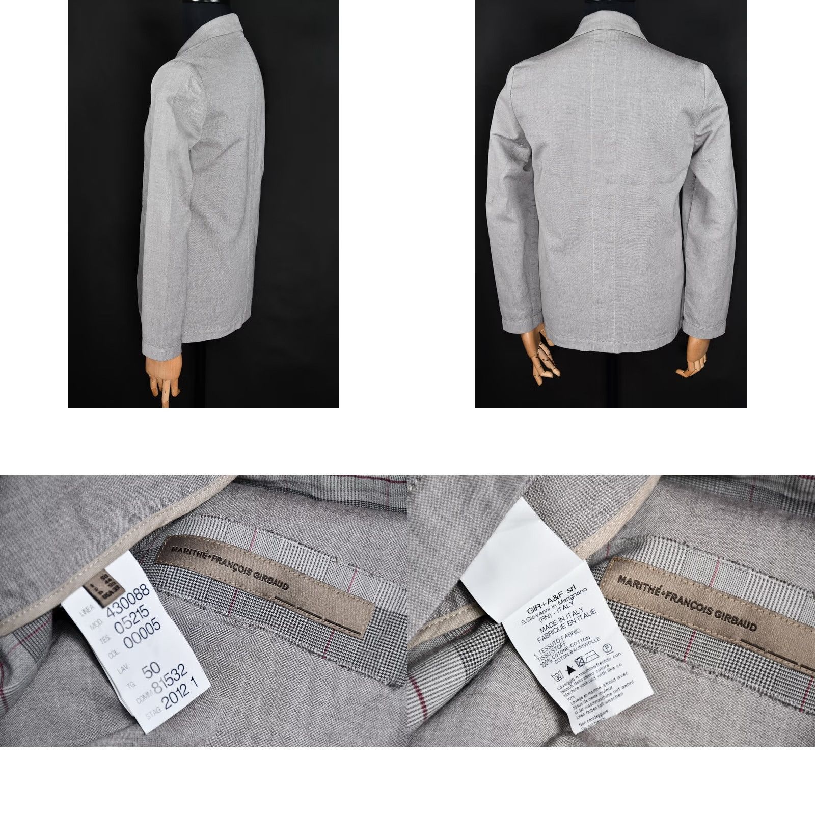 Vintage VINTAGE Marithe Francois Girbaud Blazer Jacket Men 50 Gray Cotton Solid Button Blazer 50 Mens Modern Fit 50s 60s 70s Size 50R - 8 Thumbnail