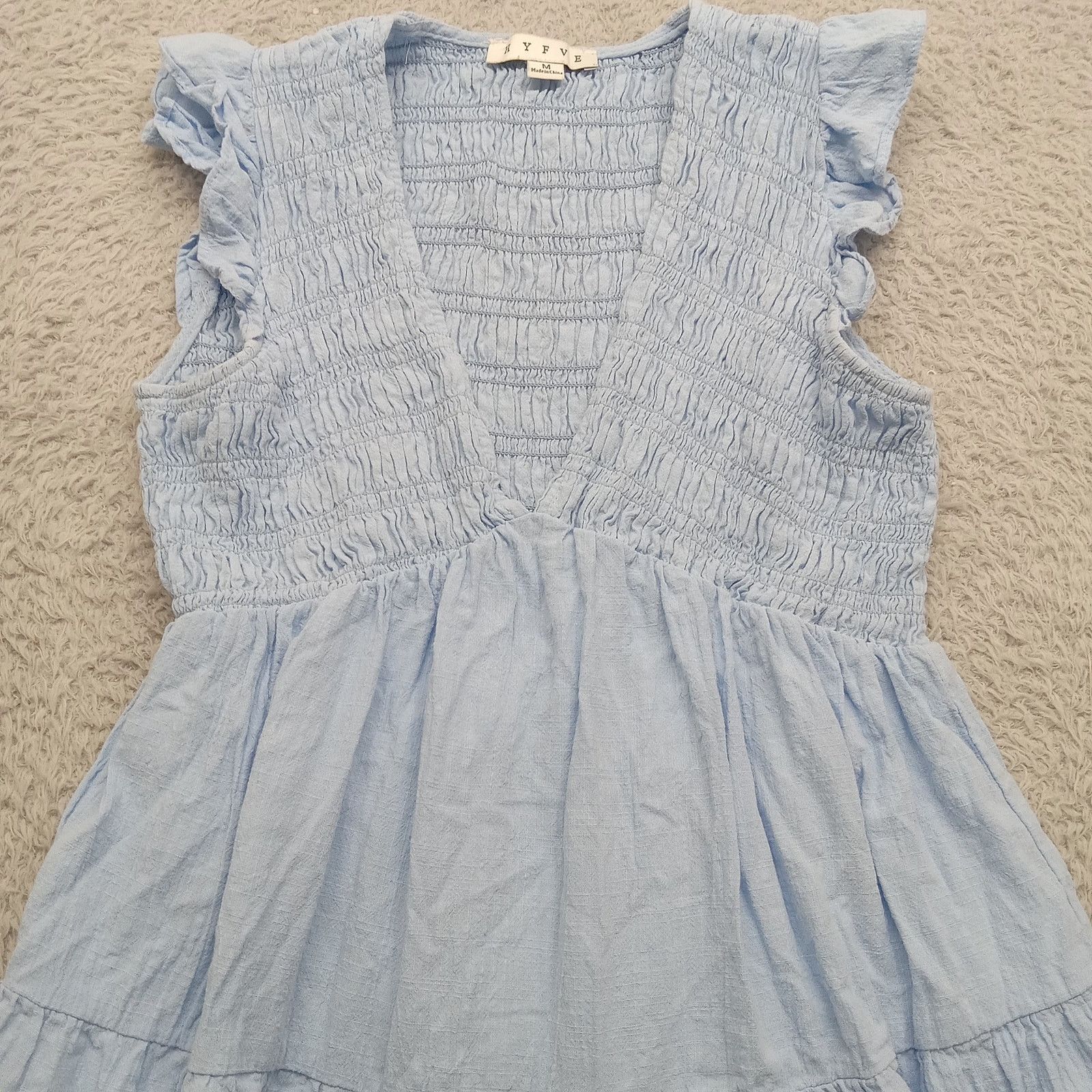 & Other Stories HyFVE Dress M Women's Blue Lined Tiered Ruffle Crinkle Size M / US 6-8 / IT 42-44 - 2 Thumbnail