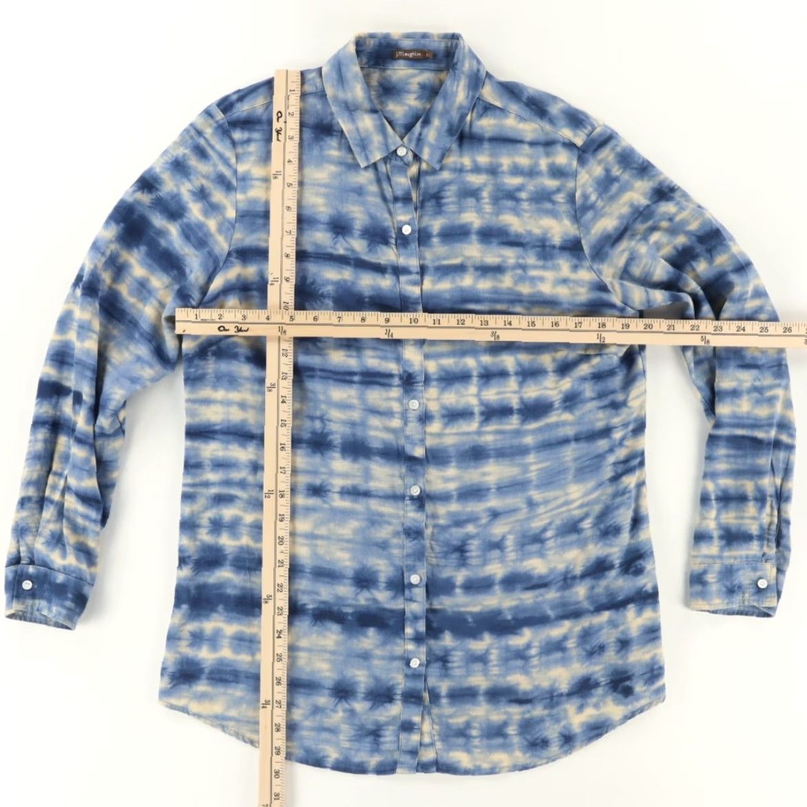 J.McLaughlin J. McLaughlin Tie-Dye Long Sleeve Button Up Shirt Blue Women's L Shirt Size L / US 10 / IT 46 - 3 Thumbnail