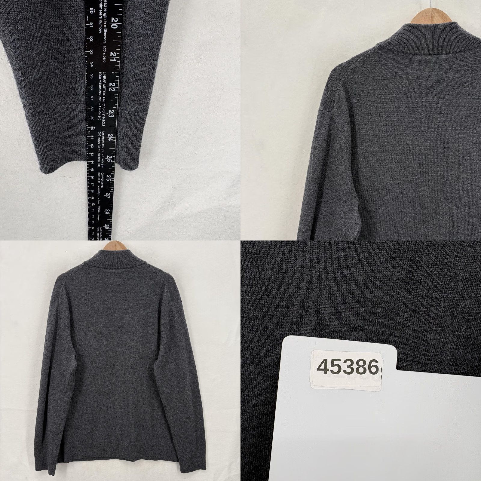 UNTUCKit UNTUCKit Sweater Mens 2XL Dark Gray Belguardo Merino Wool Half Zip Pullover Size US XXL / EU 58 / 5 - 8 Thumbnail