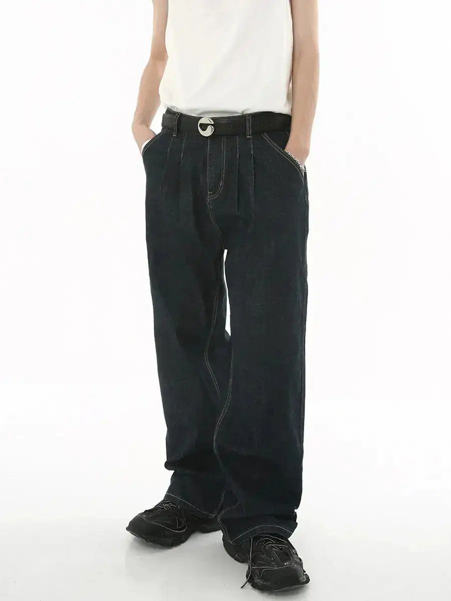 Japanese Brand Loose straight leg deep blue jeans Size US 32 / EU 48 - 6 Thumbnail