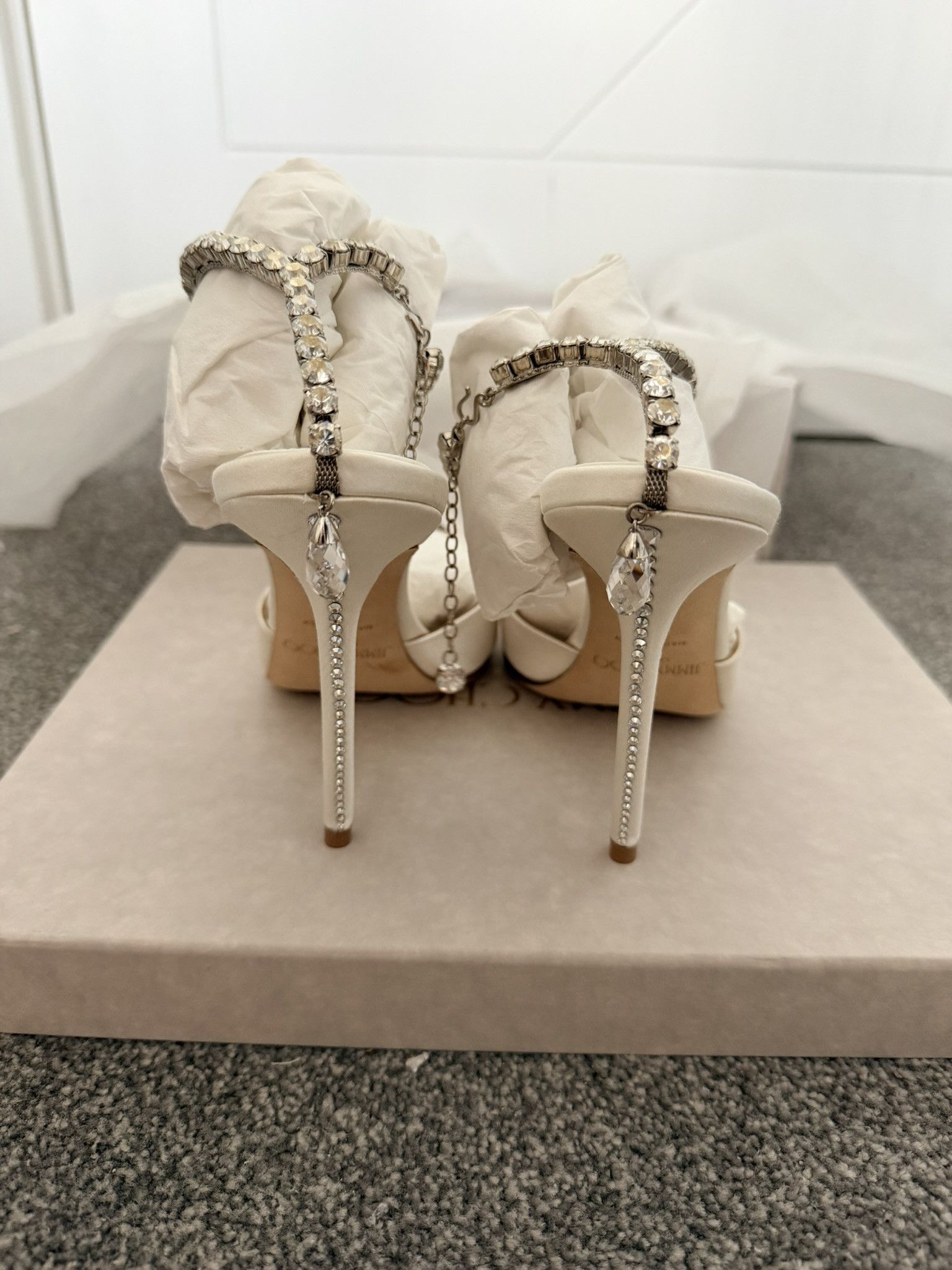 Jimmy Choo Jimmy Choo Saeda 100 l 39 EU Ivory/Crystal Size US 9 / IT 39 - 5 Thumbnail
