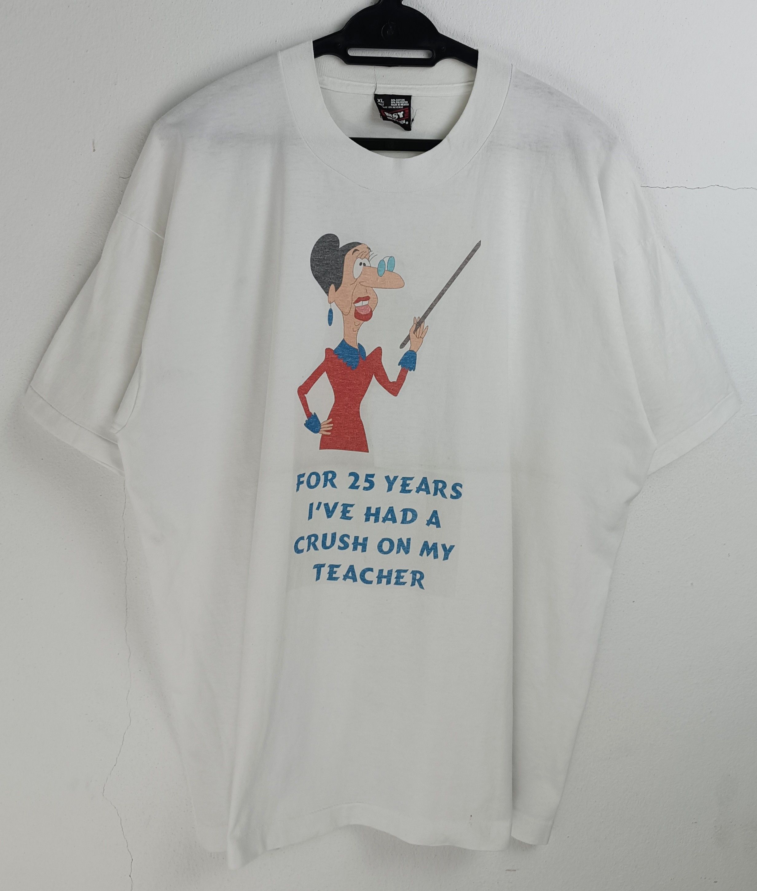 Vintage VINTAGE 90'S CRUSHED ON A TEACHER FUNNY HUMOR VERY RARE TEE Size US XL / EU 56 / 4 - 3 Thumbnail